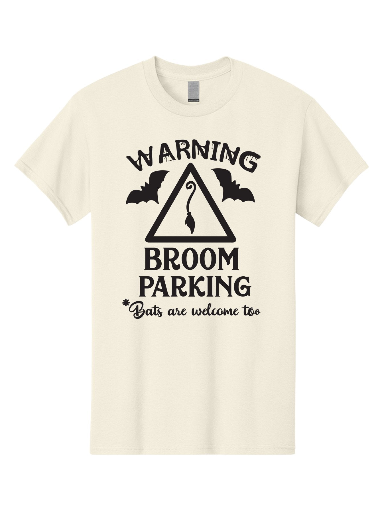 Warning-Broom-Parking Men'S Graphic Tee, 100% Cotton, Comfortable Casual Summer Wear, Machine Washable, Halloween Warning Sign, Broom Parking, Bats Are Welcome, Spooky Decor, Witchy Vibes, Halloween Decorations, Funny Halloween Signs Aad286 14