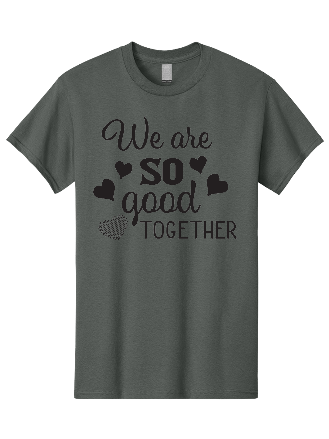 We-Are-So-Good-Together Men'S Graphic Tee, 100% Cotton, Comfortable Casual Summer Wear, Machine Washable, Love Quote, Couple Goals, Hearts, Positive Affirmation, Relationship Quote, Black Typography, Heartfelt Message, Together Forever Aad290 7