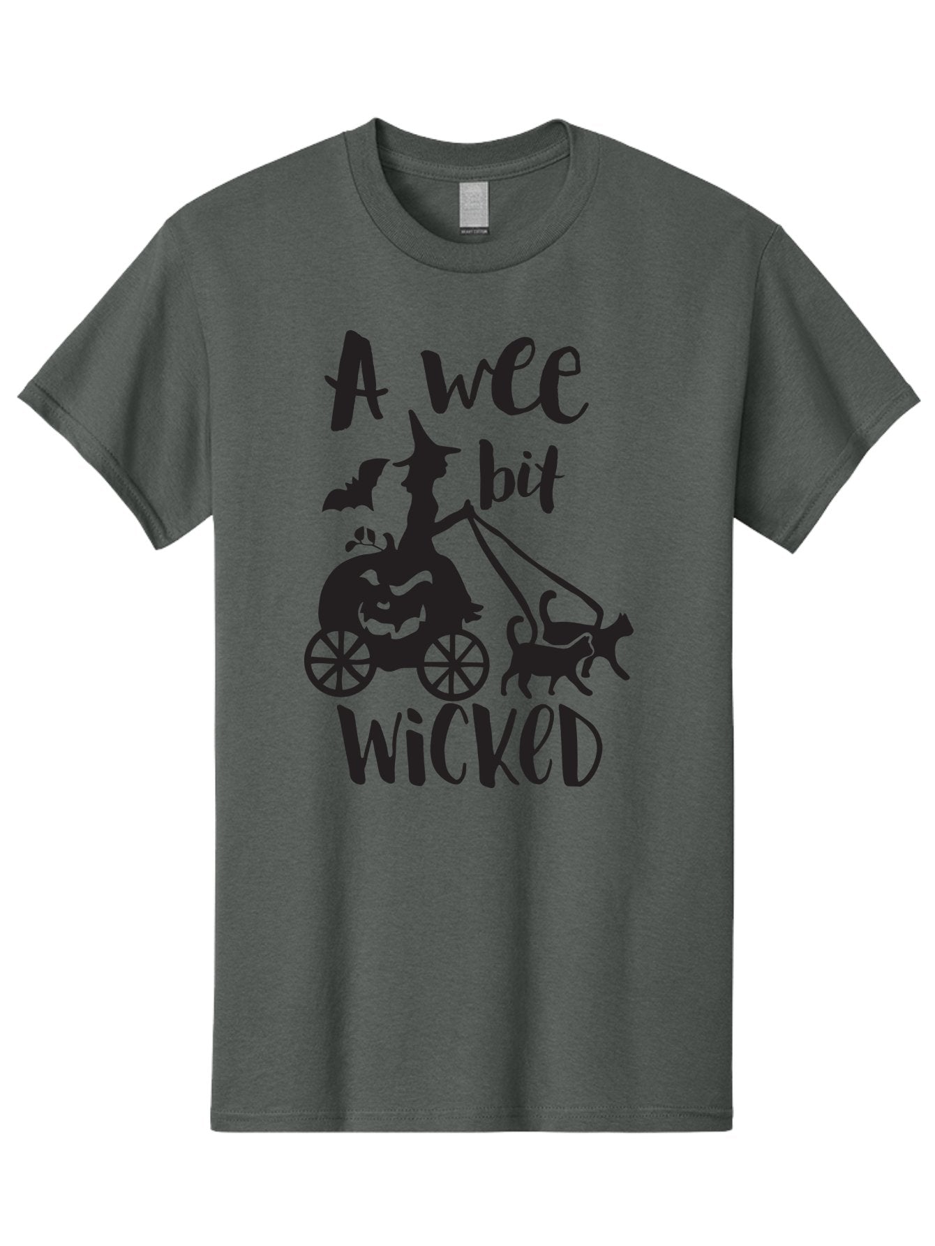 Wee-Bit-Wicked Men'S Graphic Tee, 100% Cotton, Comfortable Casual Summer Wear, Machine Washable, Witch Riding Pumpkin Cart, Black Cats, Bats, Halloween Silhouette, Spooky Scene, Halloween Decorations, Witchy Vibes, Jack-O-Lantern, Aad293 8
