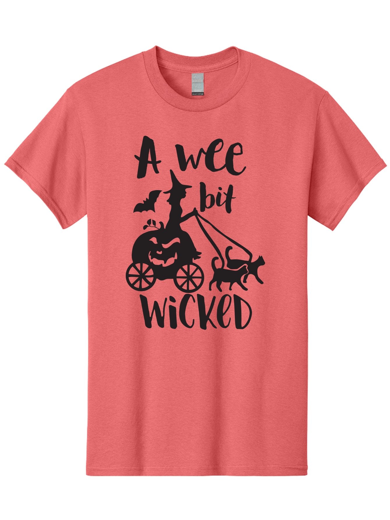Wee-Bit-Wicked Men'S Graphic Tee, 100% Cotton, Comfortable Casual Summer Wear, Machine Washable, Witch Riding Pumpkin Cart, Black Cats, Bats, Halloween Silhouette, Spooky Scene, Halloween Decorations, Witchy Vibes, Jack-O-Lantern, Aad293 13
