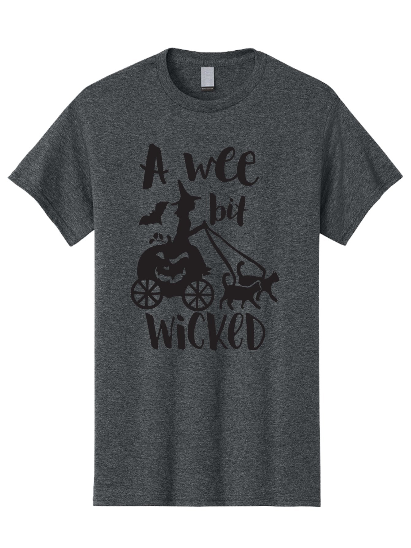 Wee-Bit-Wicked Men'S Graphic Tee, 100% Cotton, Comfortable Casual Summer Wear, Machine Washable, Witch Riding Pumpkin Cart, Black Cats, Bats, Halloween Silhouette, Spooky Scene, Halloween Decorations, Witchy Vibes, Jack-O-Lantern, Aad293 7