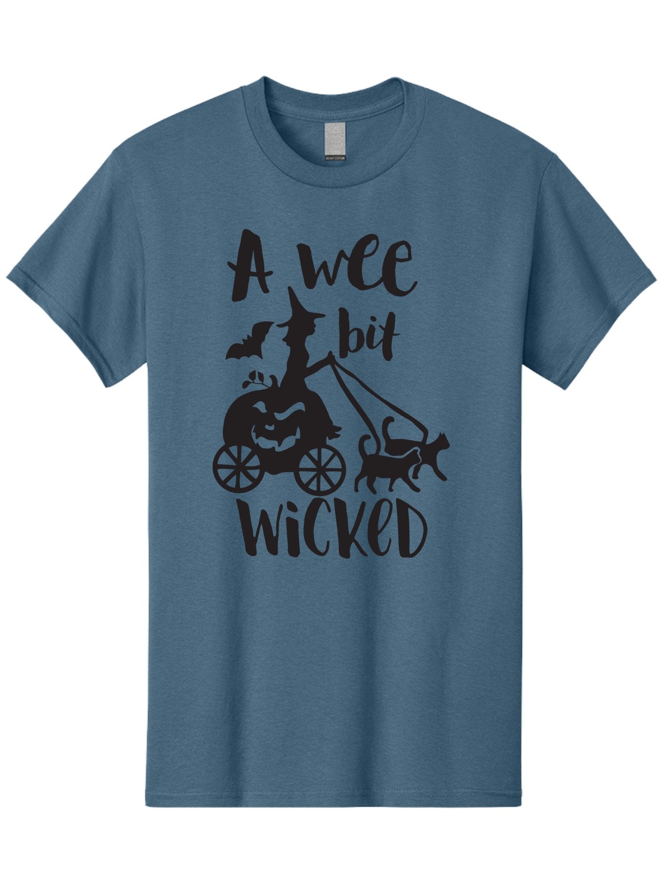 Wee-Bit-Wicked Men'S Graphic Tee, 100% Cotton, Comfortable Casual Summer Wear, Machine Washable, Witch Riding Pumpkin Cart, Black Cats, Bats, Halloween Silhouette, Spooky Scene, Halloween Decorations, Witchy Vibes, Jack-O-Lantern, Aad293 11