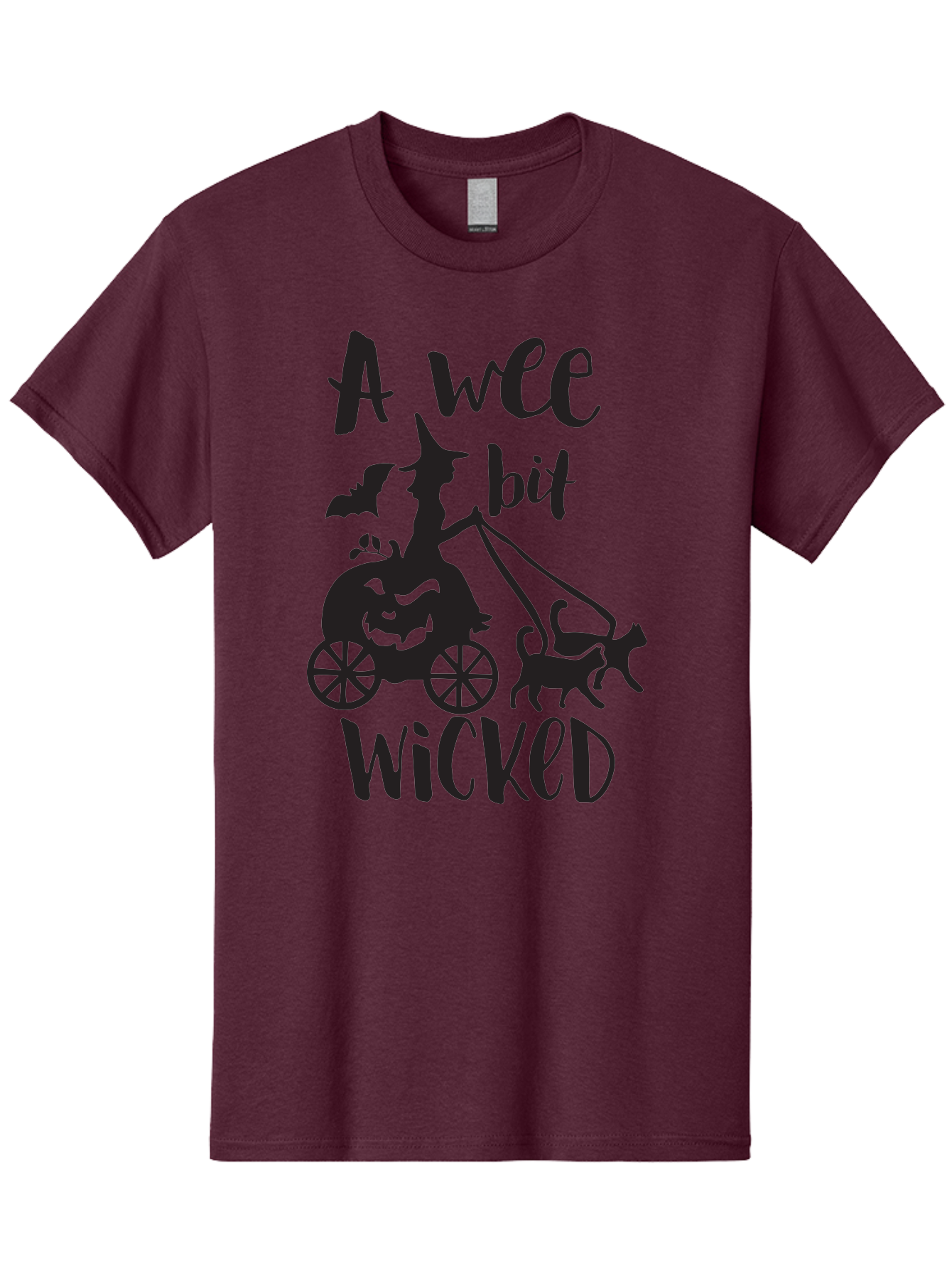 Wee-Bit-Wicked Men'S Graphic Tee, 100% Cotton, Comfortable Casual Summer Wear, Machine Washable, Witch Riding Pumpkin Cart, Black Cats, Bats, Halloween Silhouette, Spooky Scene, Halloween Decorations, Witchy Vibes, Jack-O-Lantern, Aad293 27