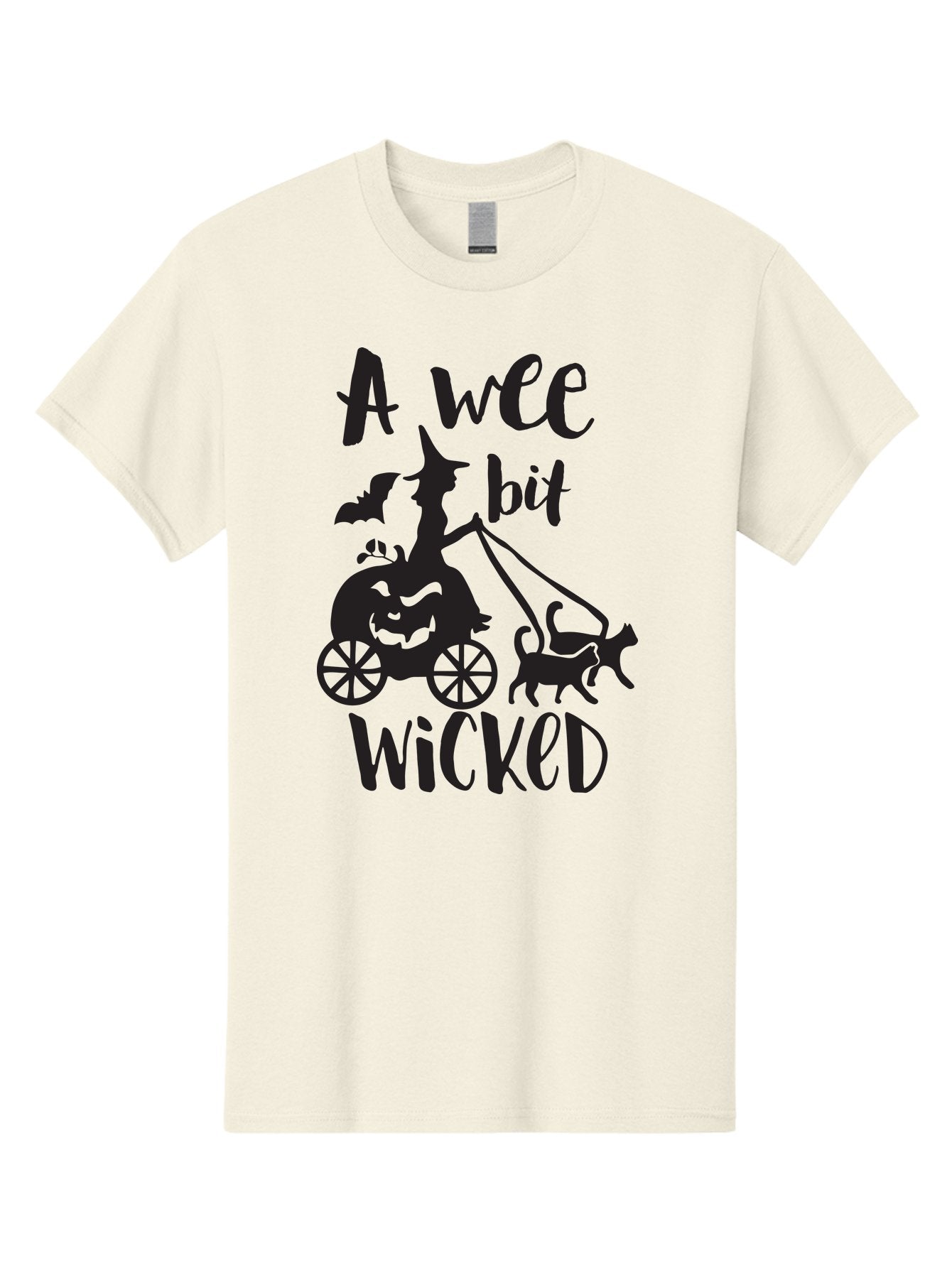 Wee-Bit-Wicked Men'S Graphic Tee, 100% Cotton, Comfortable Casual Summer Wear, Machine Washable, Witch Riding Pumpkin Cart, Black Cats, Bats, Halloween Silhouette, Spooky Scene, Halloween Decorations, Witchy Vibes, Jack-O-Lantern, Aad293 9