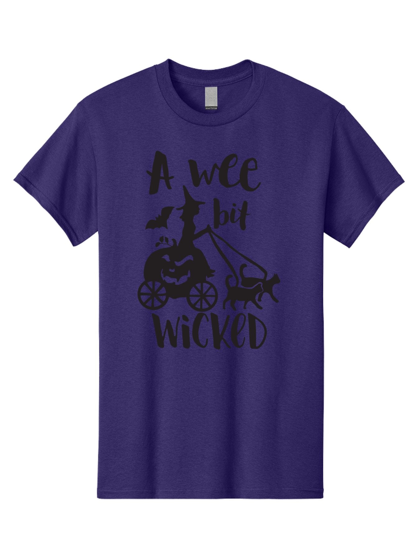 Wee-Bit-Wicked Men'S Graphic Tee, 100% Cotton, Comfortable Casual Summer Wear, Machine Washable, Witch Riding Pumpkin Cart, Black Cats, Bats, Halloween Silhouette, Spooky Scene, Halloween Decorations, Witchy Vibes, Jack-O-Lantern, Aad293 14
