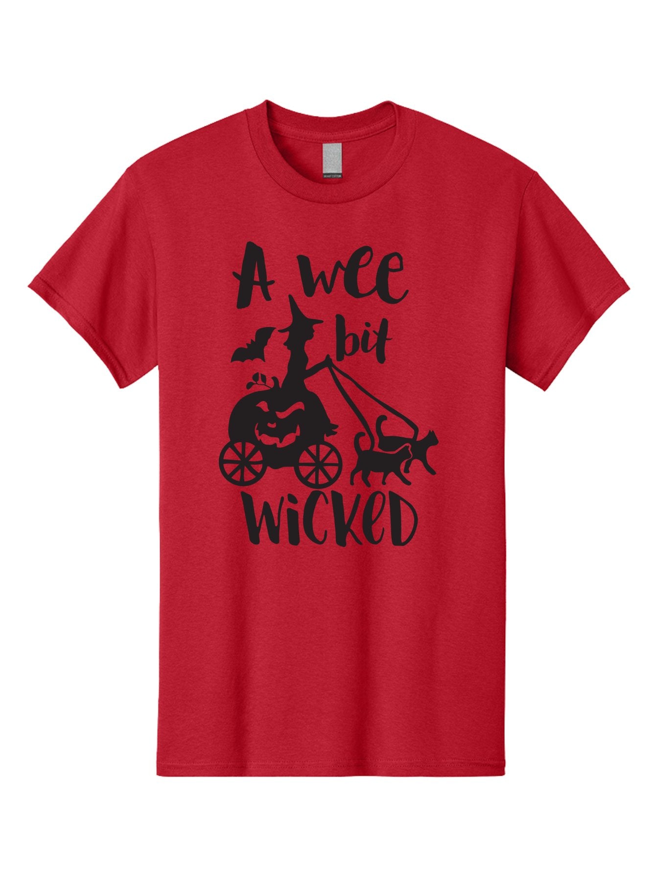 Wee-Bit-Wicked Men'S Graphic Tee, 100% Cotton, Comfortable Casual Summer Wear, Machine Washable, Witch Riding Pumpkin Cart, Black Cats, Bats, Halloween Silhouette, Spooky Scene, Halloween Decorations, Witchy Vibes, Jack-O-Lantern, Aad293 15