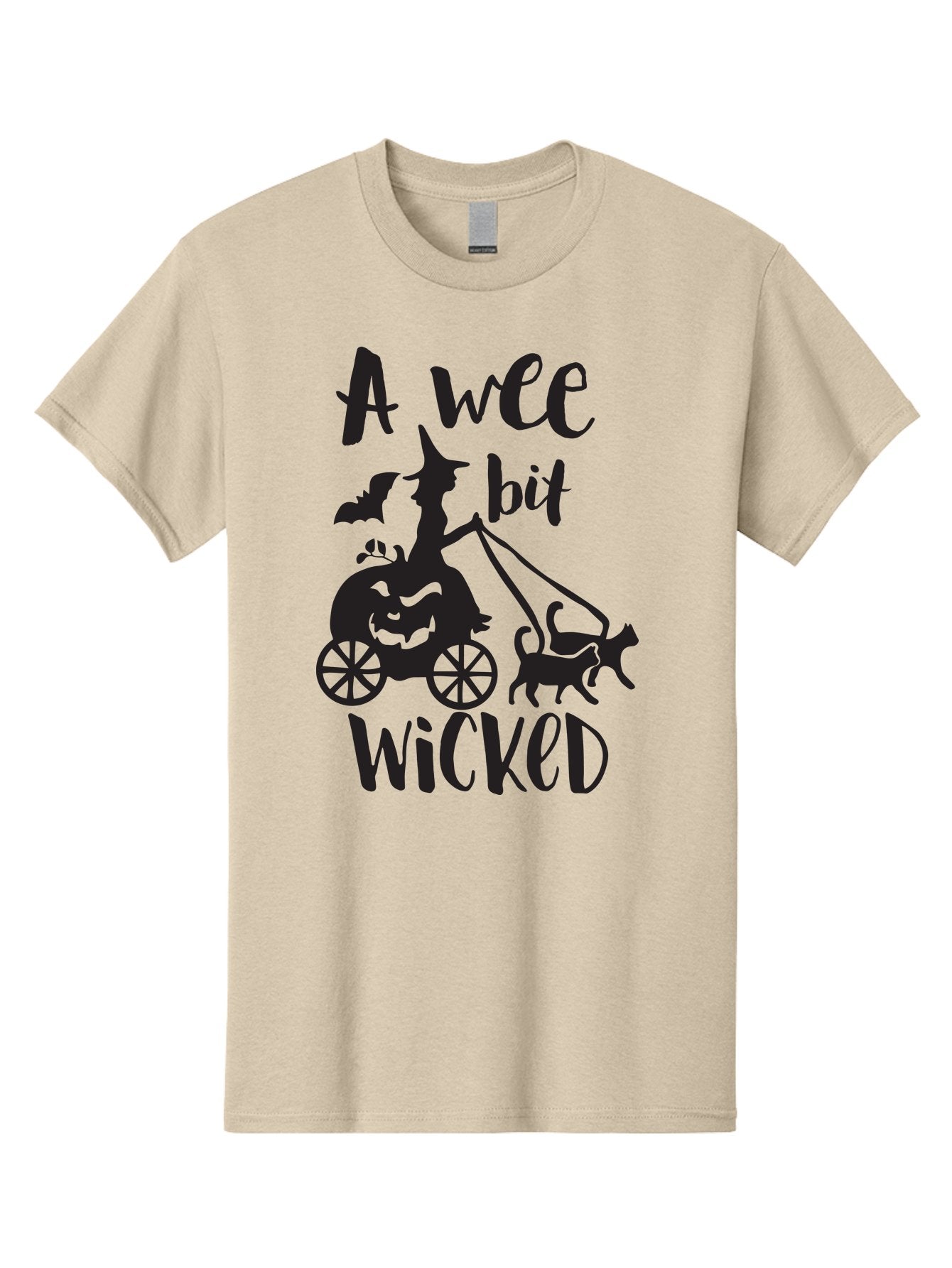 Wee-Bit-Wicked Men'S Graphic Tee, 100% Cotton, Comfortable Casual Summer Wear, Machine Washable, Witch Riding Pumpkin Cart, Black Cats, Bats, Halloween Silhouette, Spooky Scene, Halloween Decorations, Witchy Vibes, Jack-O-Lantern, Aad293 4