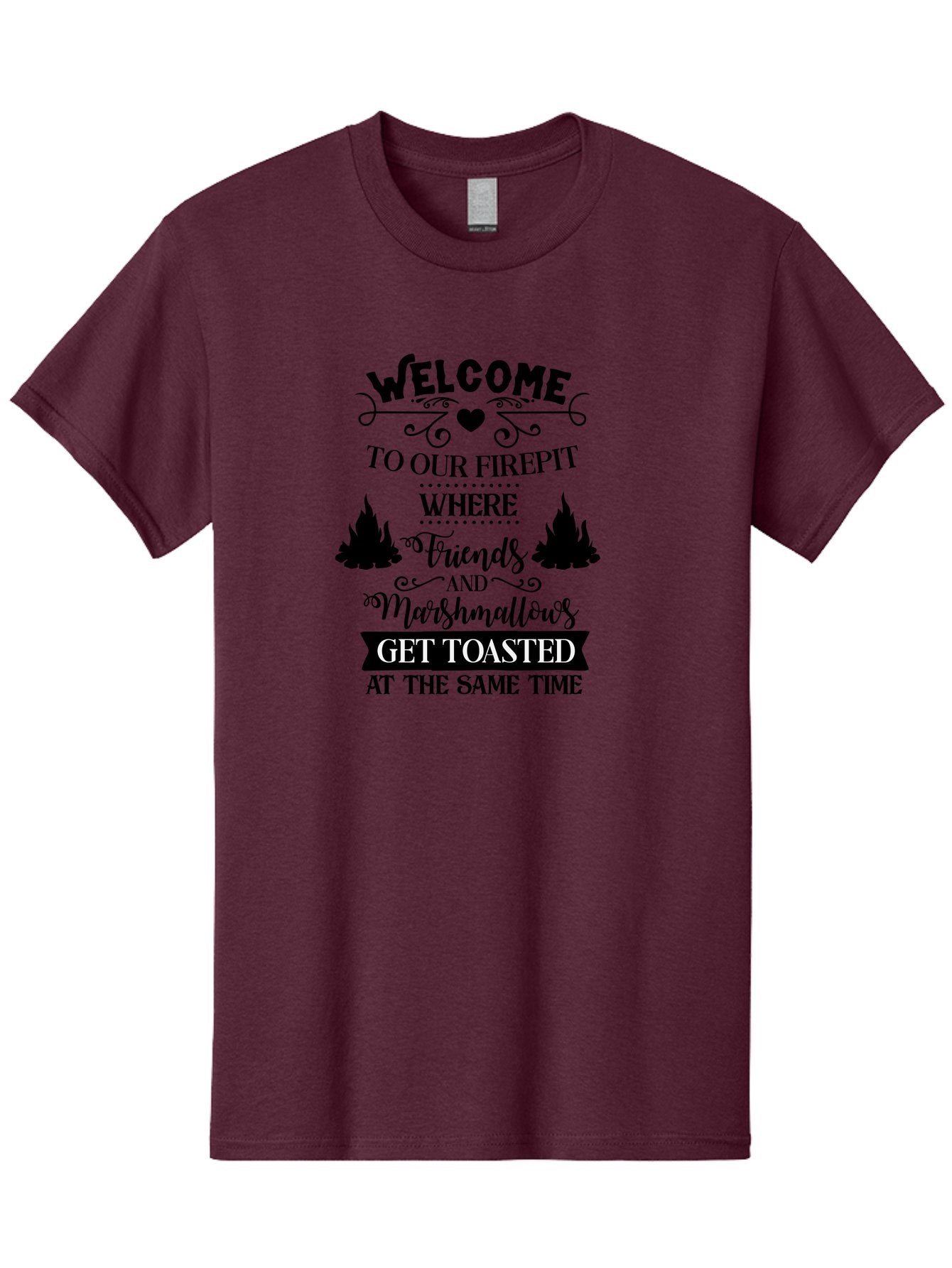Welcome-To-Our-Firepit Men'S Graphic Tee, 100% Cotton, Comfortable Casual Summer Wear, Machine Washable, Camping Quotes, Friendship Quotes, Marshmallow Toasting, Campfire Quotes, Outdoor Fun, Friendship And Marshmallows, Toasted Treats, Aad296 8