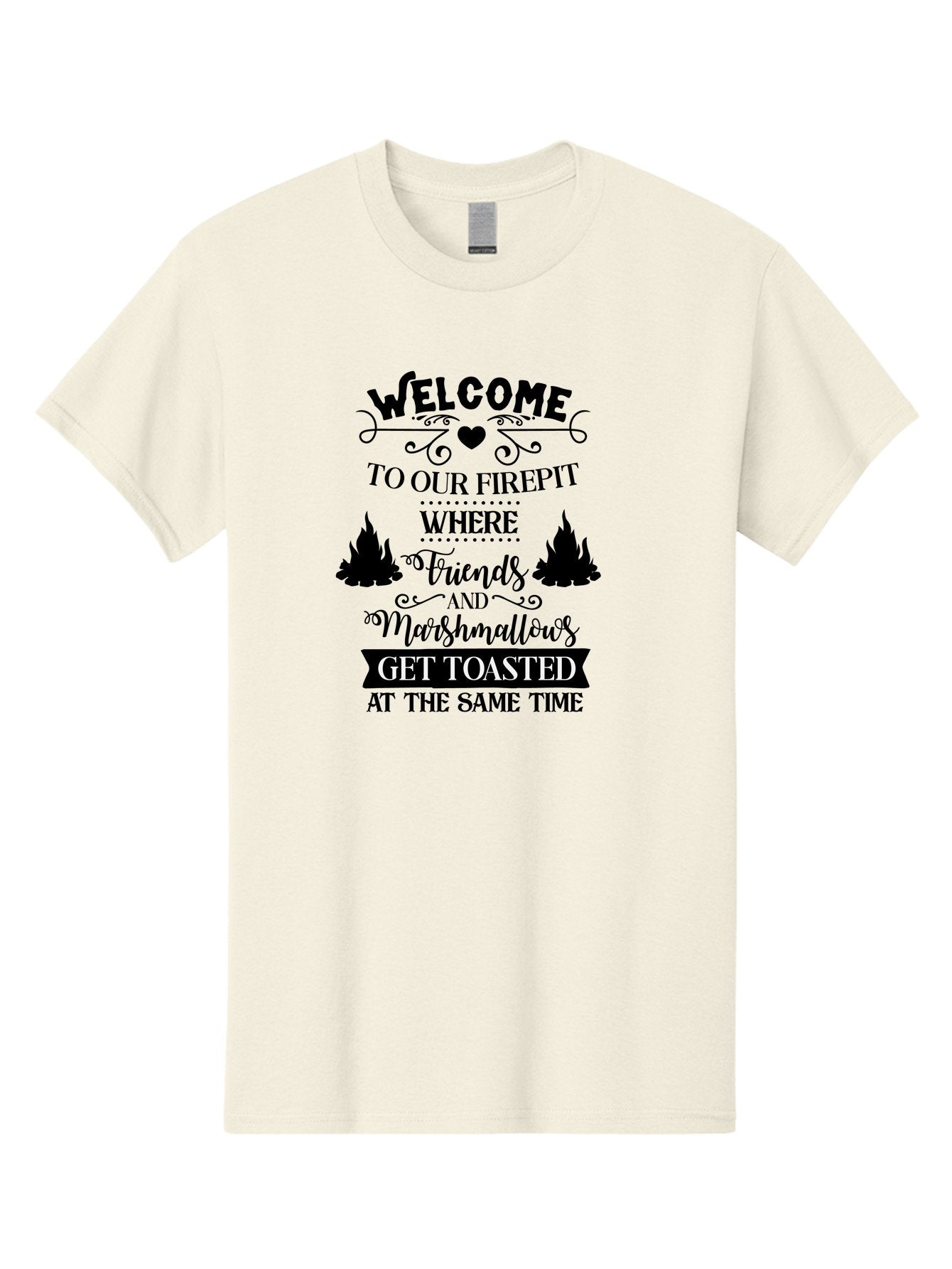 Welcome-To-Our-Firepit Men'S Graphic Tee, 100% Cotton, Comfortable Casual Summer Wear, Machine Washable, Camping Quotes, Friendship Quotes, Marshmallow Toasting, Campfire Quotes, Outdoor Fun, Friendship And Marshmallows, Toasted Treats, Aad296 4