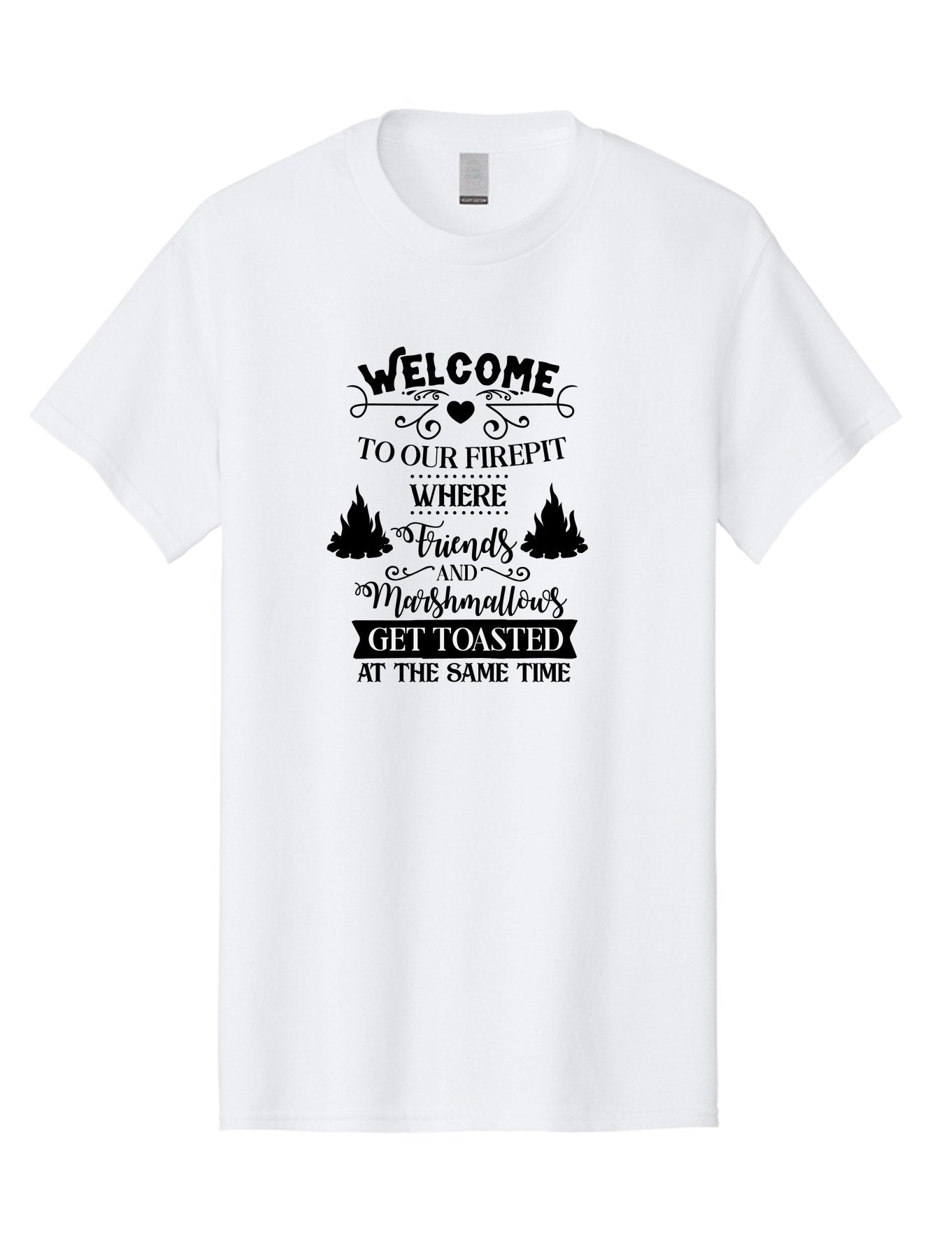 Welcome-To-Our-Firepit Men'S Graphic Tee, 100% Cotton, Comfortable Casual Summer Wear, Machine Washable, Camping Quotes, Friendship Quotes, Marshmallow Toasting, Campfire Quotes, Outdoor Fun, Friendship And Marshmallows, Toasted Treats, Aad296 11