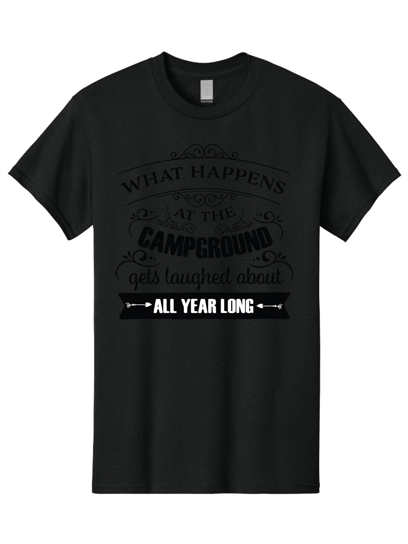 What-Happens-At-The-Campground Men'S Graphic Tee, 100% Cotton, Comfortable Casual Summer Wear, Machine Washable, Camping Funny, Humor Quotes, Outdoorsy Vibe, Camping Adventures, Outdoor Humor, Funny Sayings About Camping, Camping Jokes, Aad298 13