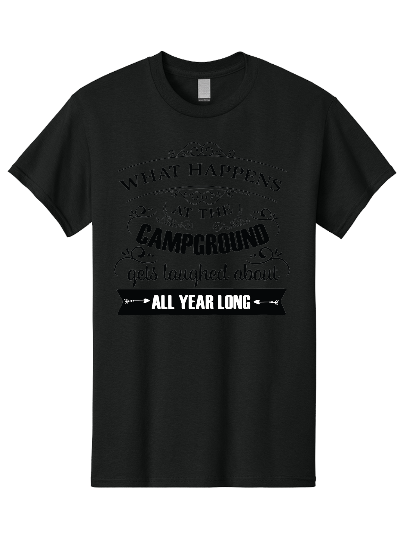 What-Happens-At-The-Campground Men'S Graphic Tee, 100% Cotton, Comfortable Casual Summer Wear, Machine Washable, Camping Funny, Humor Quotes, Outdoorsy Vibe, Camping Adventures, Outdoor Humor, Funny Sayings About Camping, Camping Jokes, Aad298 29