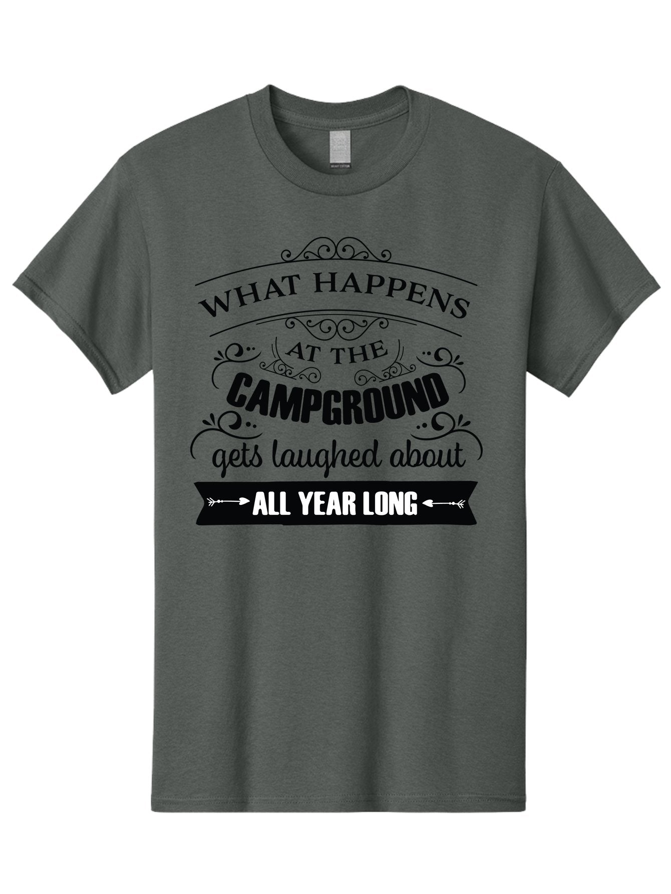 What-Happens-At-The-Campground Men'S Graphic Tee, 100% Cotton, Comfortable Casual Summer Wear, Machine Washable, Camping Funny, Humor Quotes, Outdoorsy Vibe, Camping Adventures, Outdoor Humor, Funny Sayings About Camping, Camping Jokes, Aad298 11
