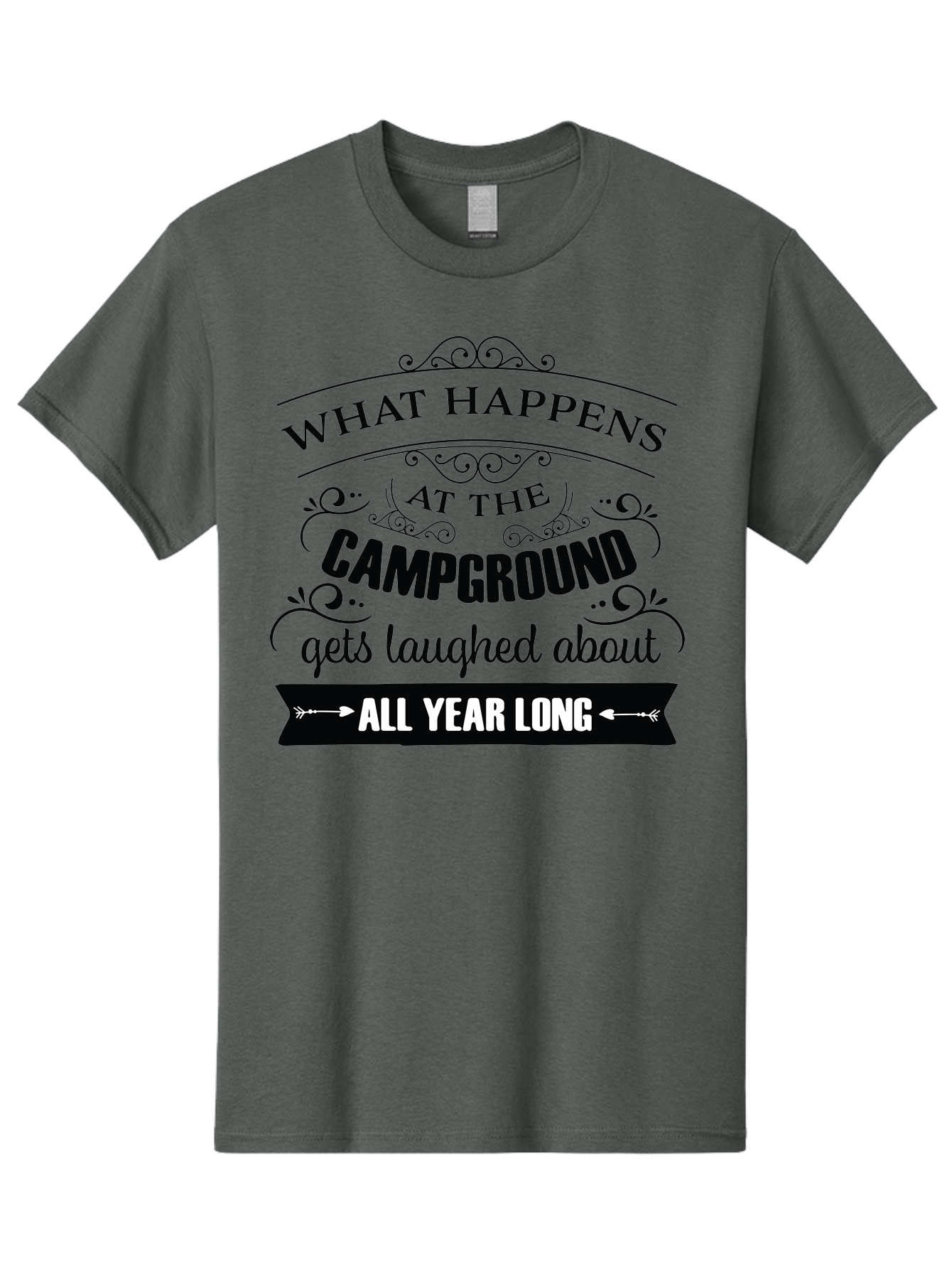 What-Happens-At-The-Campground Men'S Graphic Tee, 100% Cotton, Comfortable Casual Summer Wear, Machine Washable, Camping Funny, Humor Quotes, Outdoorsy Vibe, Camping Adventures, Outdoor Humor, Funny Sayings About Camping, Camping Jokes, Aad298 7