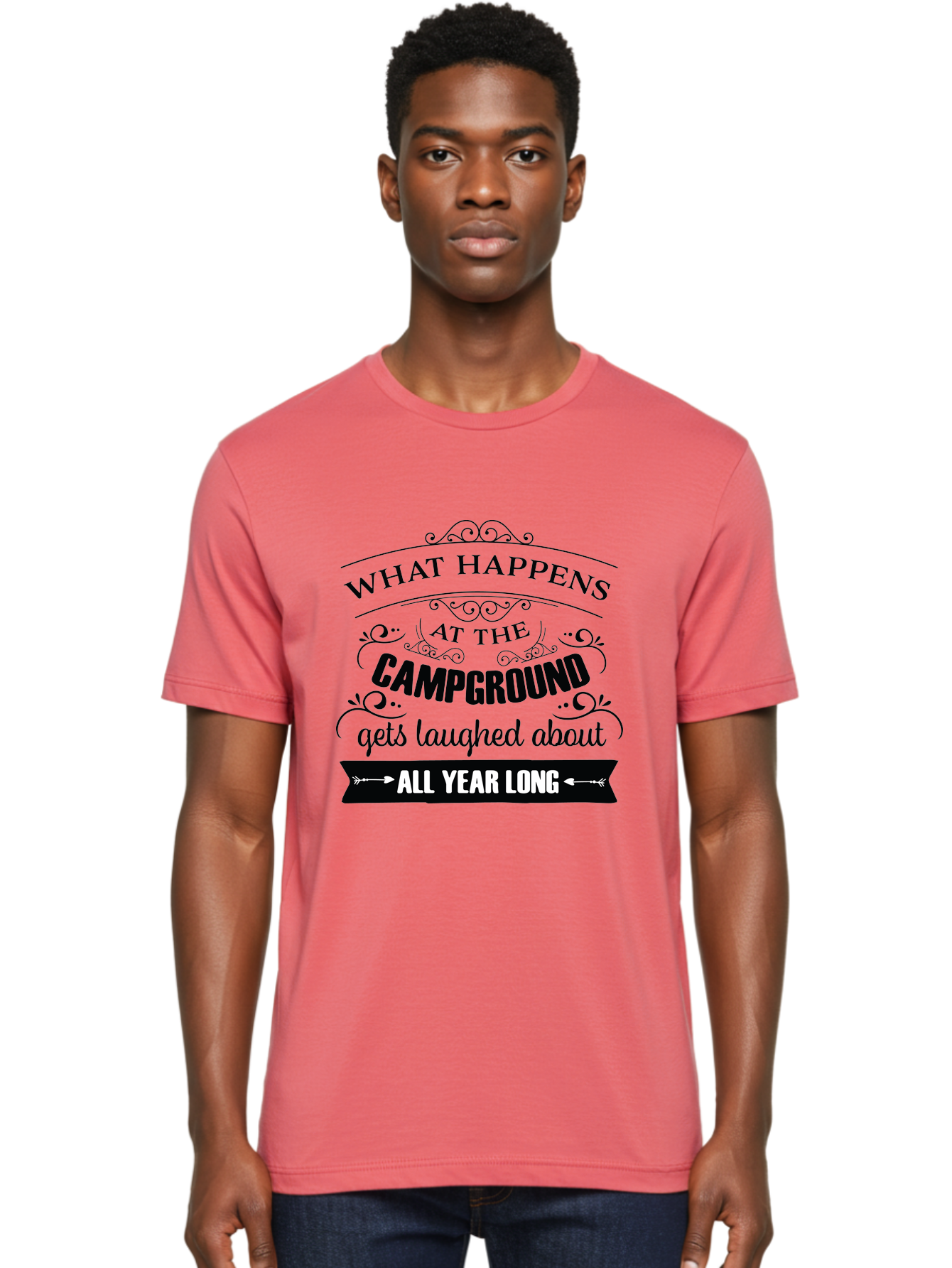 What-Happens-At-The-Campground Men'S Graphic Tee, 100% Cotton, Comfortable Casual Summer Wear, Machine Washable, Camping Funny, Humor Quotes, Outdoorsy Vibe, Camping Adventures, Outdoor Humor, Funny Sayings About Camping, Camping Jokes, Aad298 4
