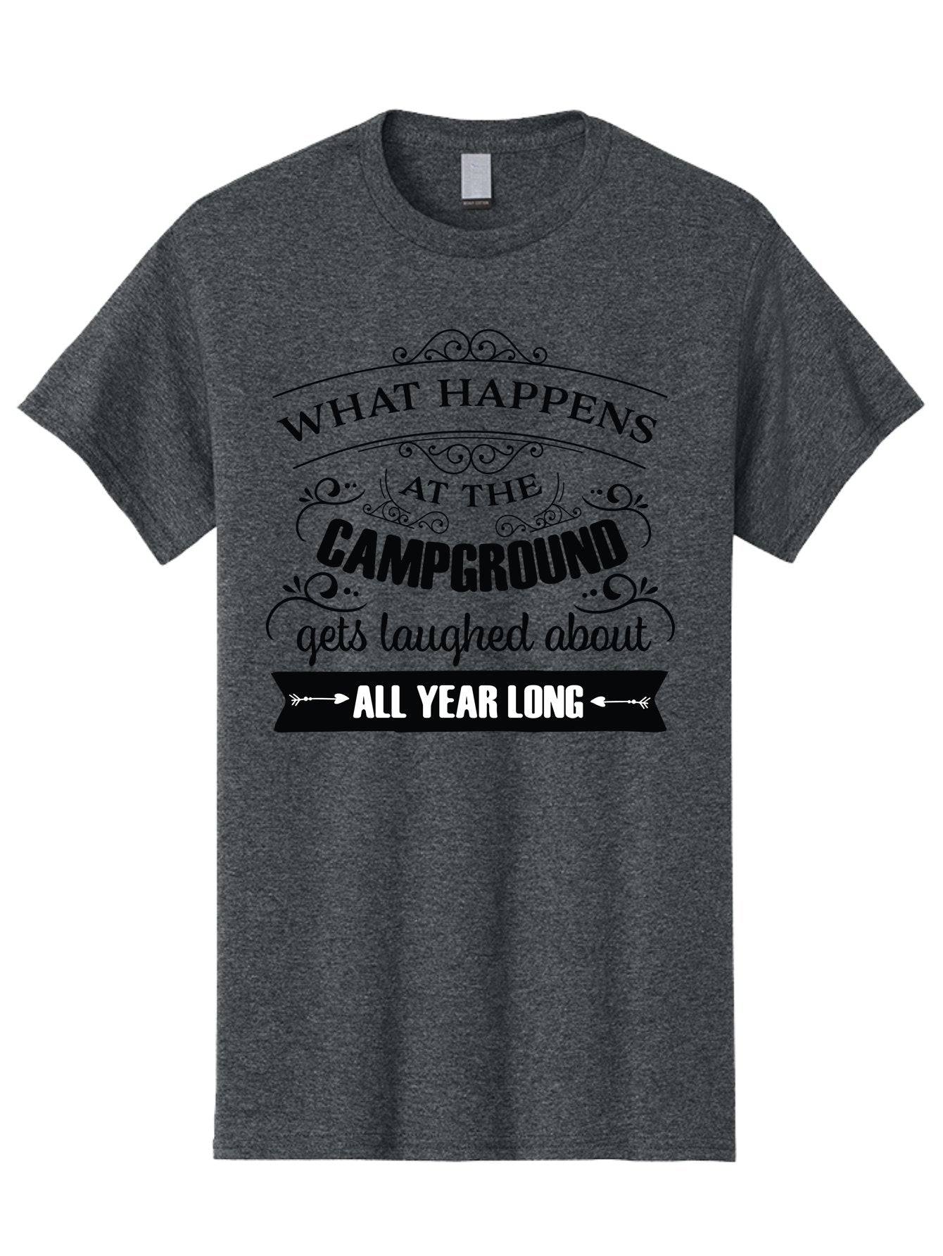 What-Happens-At-The-Campground Men'S Graphic Tee, 100% Cotton, Comfortable Casual Summer Wear, Machine Washable, Camping Funny, Humor Quotes, Outdoorsy Vibe, Camping Adventures, Outdoor Humor, Funny Sayings About Camping, Camping Jokes, Aad298 12