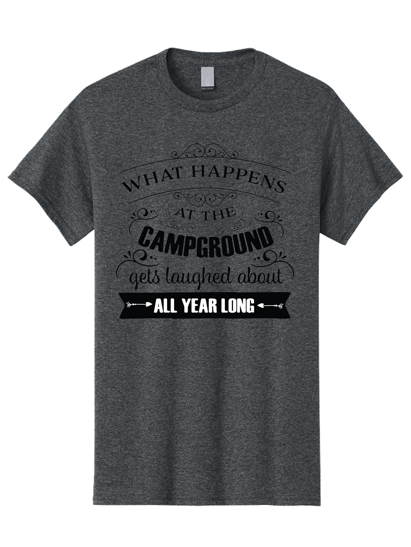 What-Happens-At-The-Campground Men'S Graphic Tee, 100% Cotton, Comfortable Casual Summer Wear, Machine Washable, Camping Funny, Humor Quotes, Outdoorsy Vibe, Camping Adventures, Outdoor Humor, Funny Sayings About Camping, Camping Jokes, Aad298 5