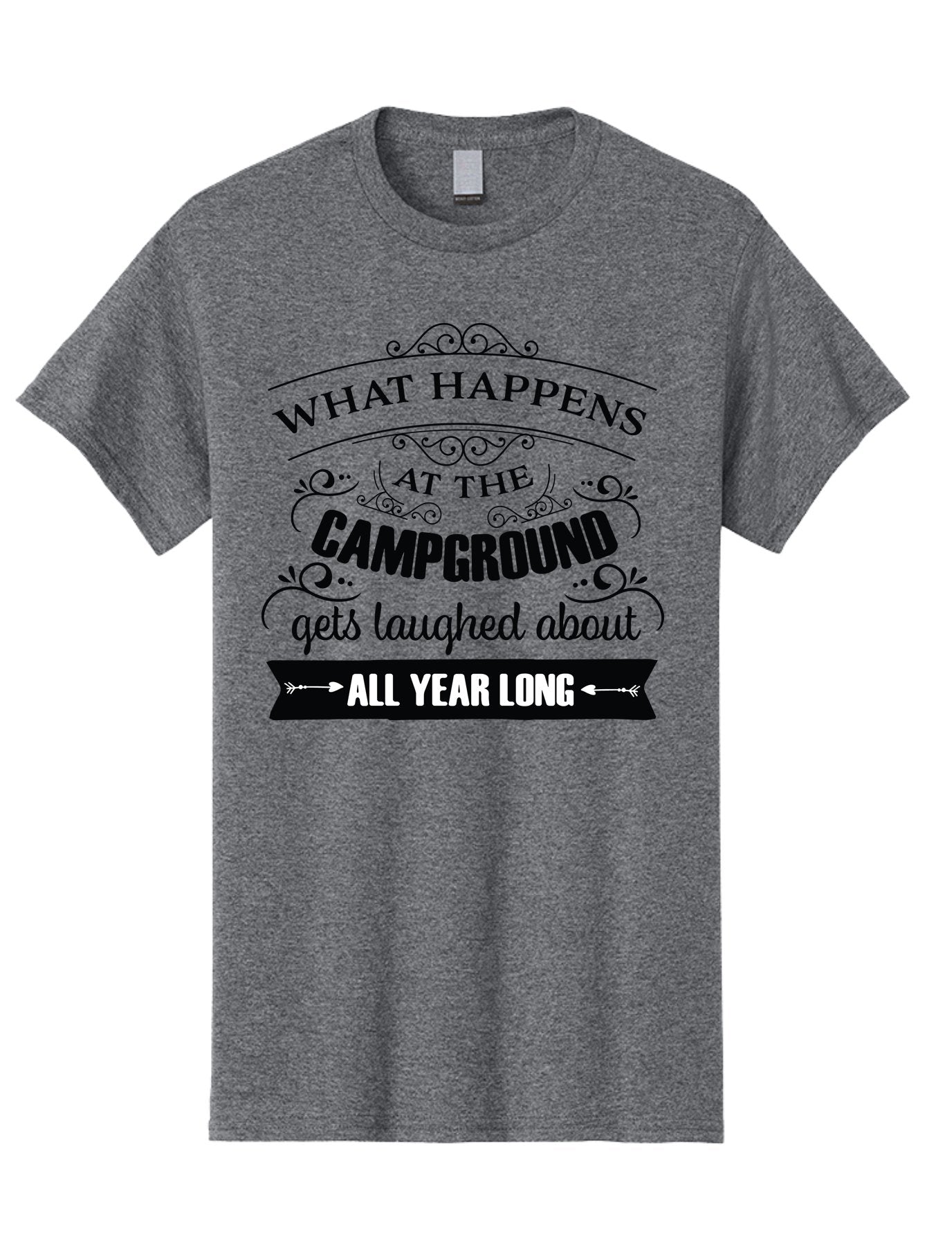 What-Happens-At-The-Campground Men'S Graphic Tee, 100% Cotton, Comfortable Casual Summer Wear, Machine Washable, Camping Funny, Humor Quotes, Outdoorsy Vibe, Camping Adventures, Outdoor Humor, Funny Sayings About Camping, Camping Jokes, Aad298 8