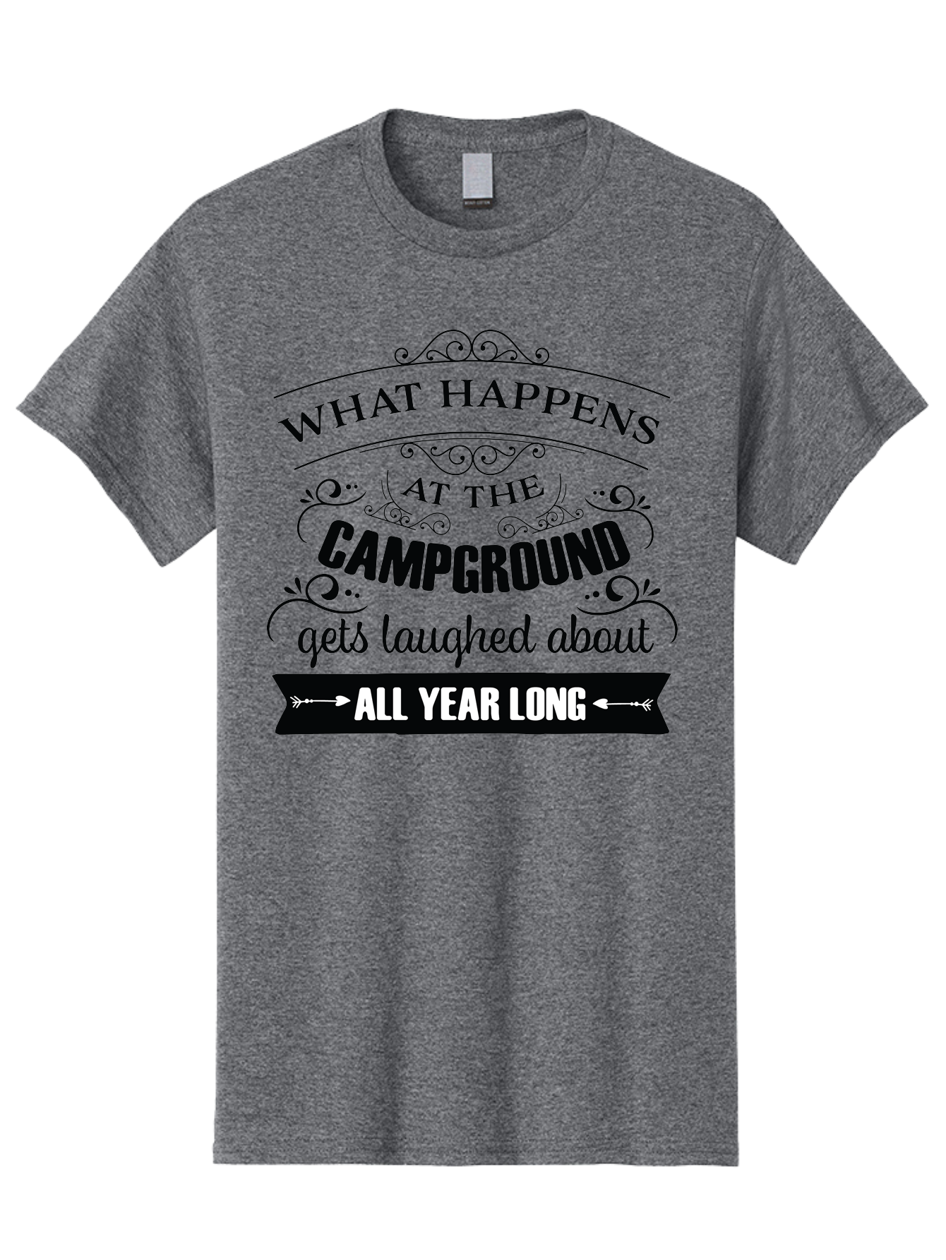 What-Happens-At-The-Campground Men'S Graphic Tee, 100% Cotton, Comfortable Casual Summer Wear, Machine Washable, Camping Funny, Humor Quotes, Outdoorsy Vibe, Camping Adventures, Outdoor Humor, Funny Sayings About Camping, Camping Jokes, Aad298 11