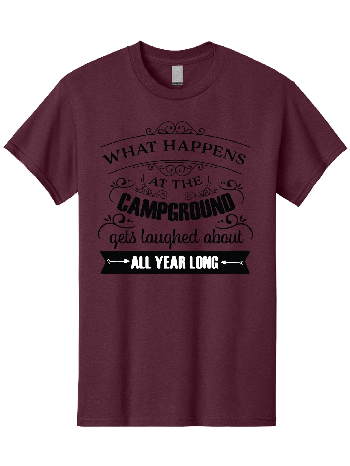 What-Happens-At-The-Campground Men'S Graphic Tee, 100% Cotton, Comfortable Casual Summer Wear, Machine Washable, Camping Funny, Humor Quotes, Outdoorsy Vibe, Camping Adventures, Outdoor Humor, Funny Sayings About Camping, Camping Jokes, Aad298 10