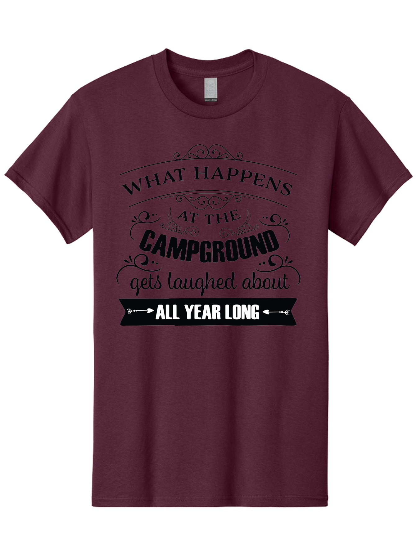 What-Happens-At-The-Campground Men'S Graphic Tee, 100% Cotton, Comfortable Casual Summer Wear, Machine Washable, Camping Funny, Humor Quotes, Outdoorsy Vibe, Camping Adventures, Outdoor Humor, Funny Sayings About Camping, Camping Jokes, Aad298 27