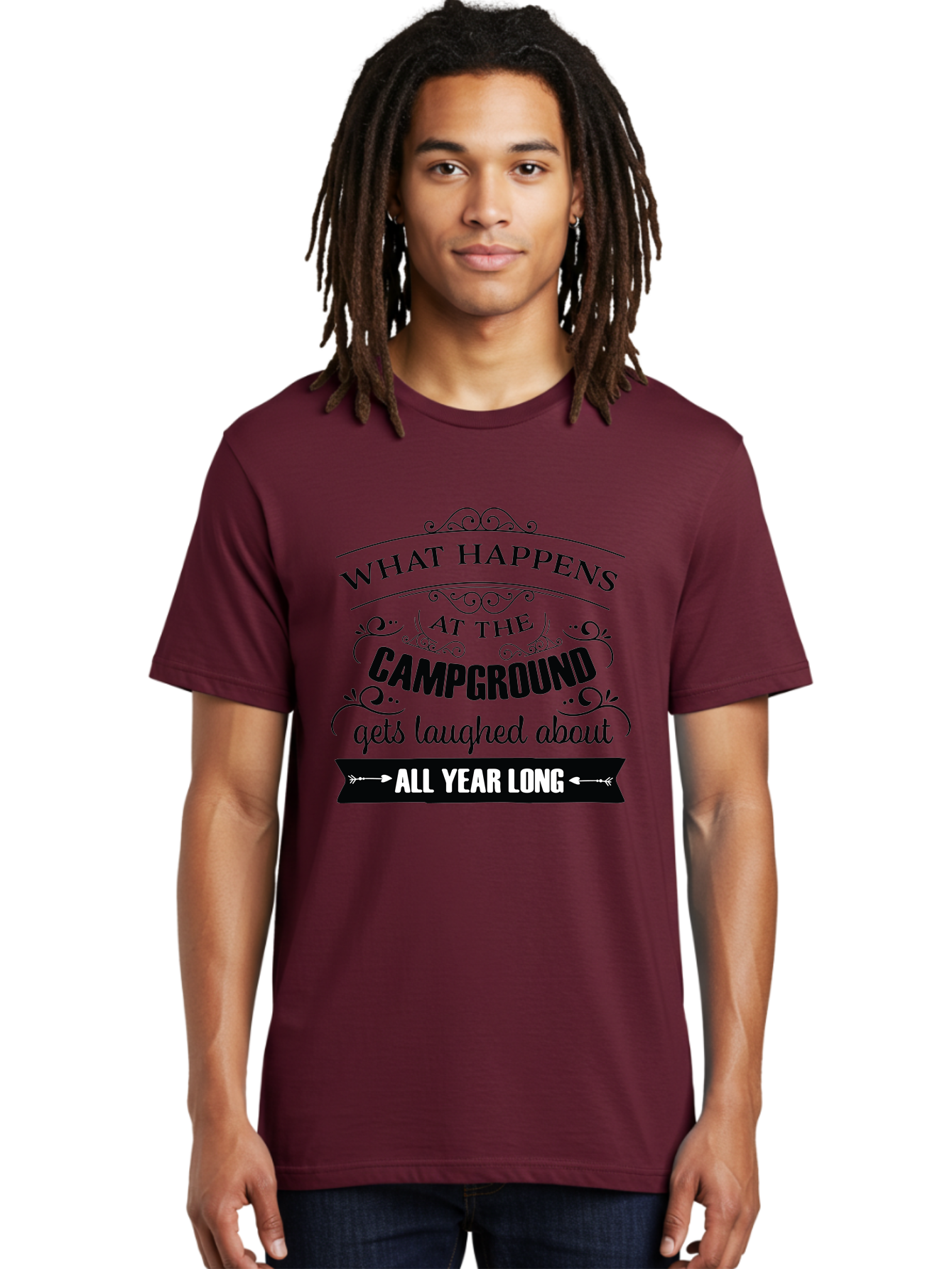 What-Happens-At-The-Campground Men'S Graphic Tee, 100% Cotton, Comfortable Casual Summer Wear, Machine Washable, Camping Funny, Humor Quotes, Outdoorsy Vibe, Camping Adventures, Outdoor Humor, Funny Sayings About Camping, Camping Jokes, Aad298 28