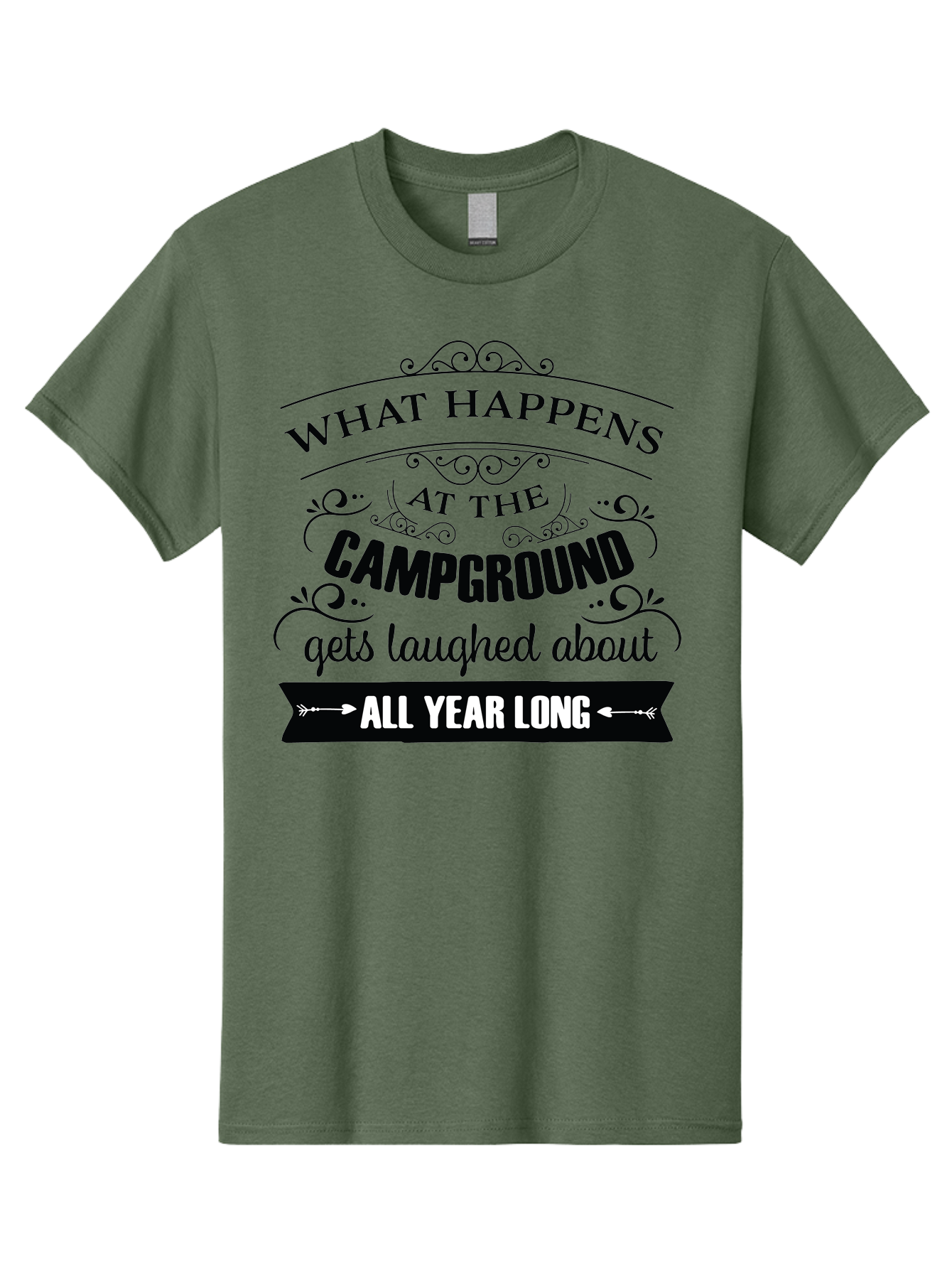 What-Happens-At-The-Campground Men'S Graphic Tee, 100% Cotton, Comfortable Casual Summer Wear, Machine Washable, Camping Funny, Humor Quotes, Outdoorsy Vibe, Camping Adventures, Outdoor Humor, Funny Sayings About Camping, Camping Jokes, Aad298 25
