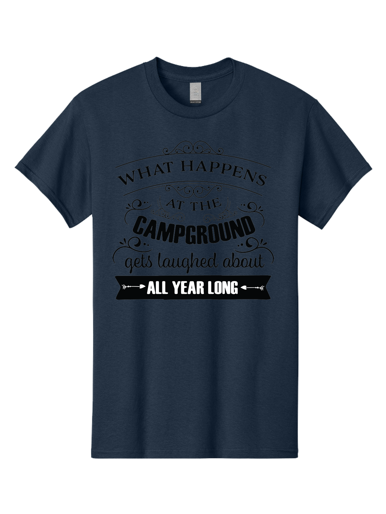 What-Happens-At-The-Campground Men'S Graphic Tee, 100% Cotton, Comfortable Casual Summer Wear, Machine Washable, Camping Funny, Humor Quotes, Outdoorsy Vibe, Camping Adventures, Outdoor Humor, Funny Sayings About Camping, Camping Jokes, Aad298 21