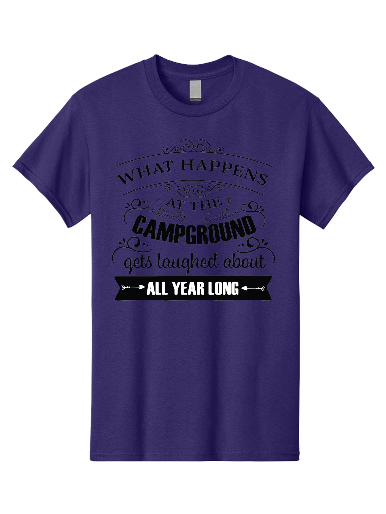 What-Happens-At-The-Campground Men'S Graphic Tee, 100% Cotton, Comfortable Casual Summer Wear, Machine Washable, Camping Funny, Humor Quotes, Outdoorsy Vibe, Camping Adventures, Outdoor Humor, Funny Sayings About Camping, Camping Jokes, Aad298 23