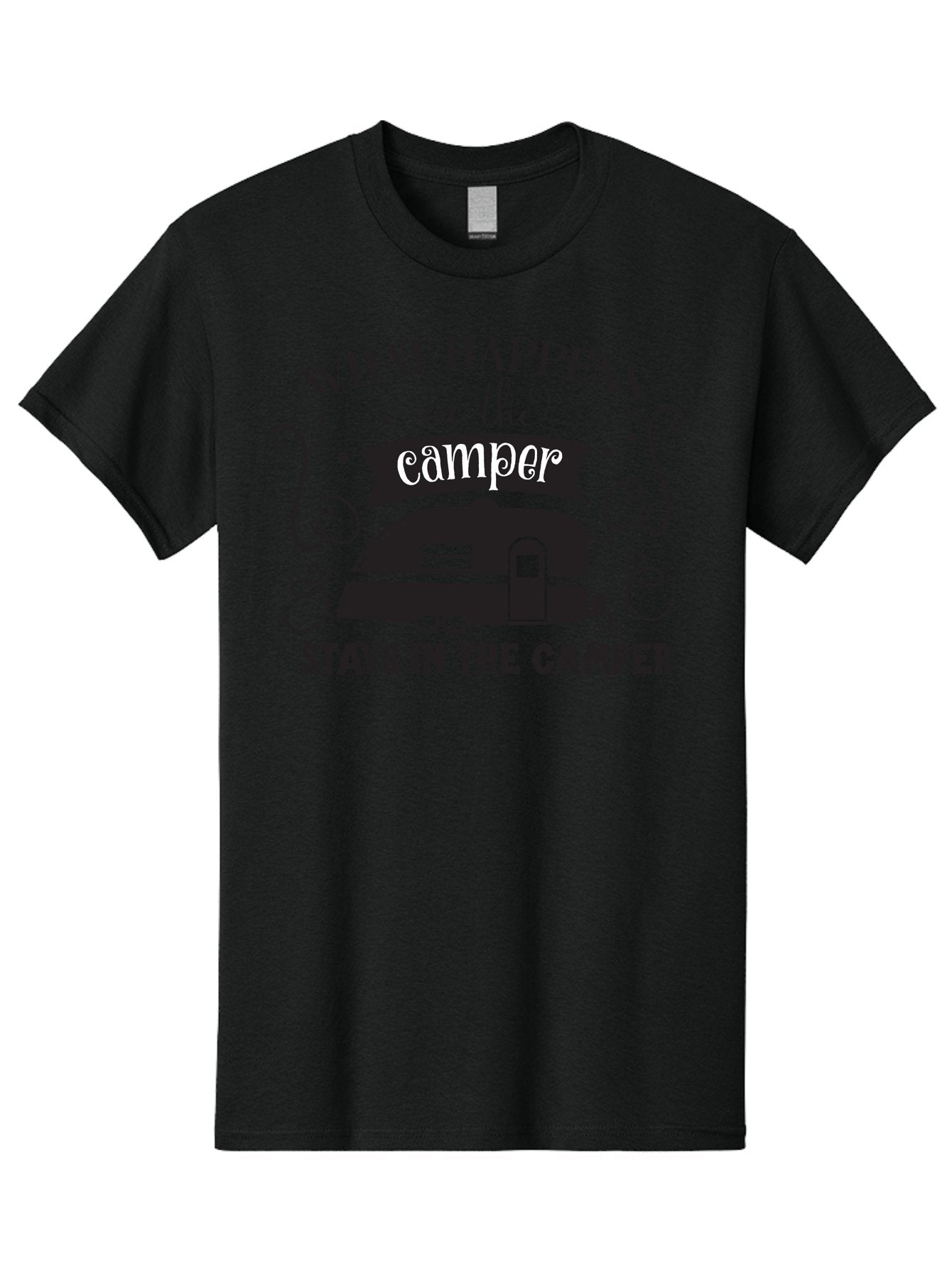 What-Happens-In-The-Camper Men'S Graphic Tee, 100% Cotton, Comfortable Casual Summer Wear, Machine Washable, Camper Trailer, Travel Trailer, Camping Humor, Funny Camping Quotes, Glamping, Outdoor Adventure, Camping Life, Rv Living, Aad299 7