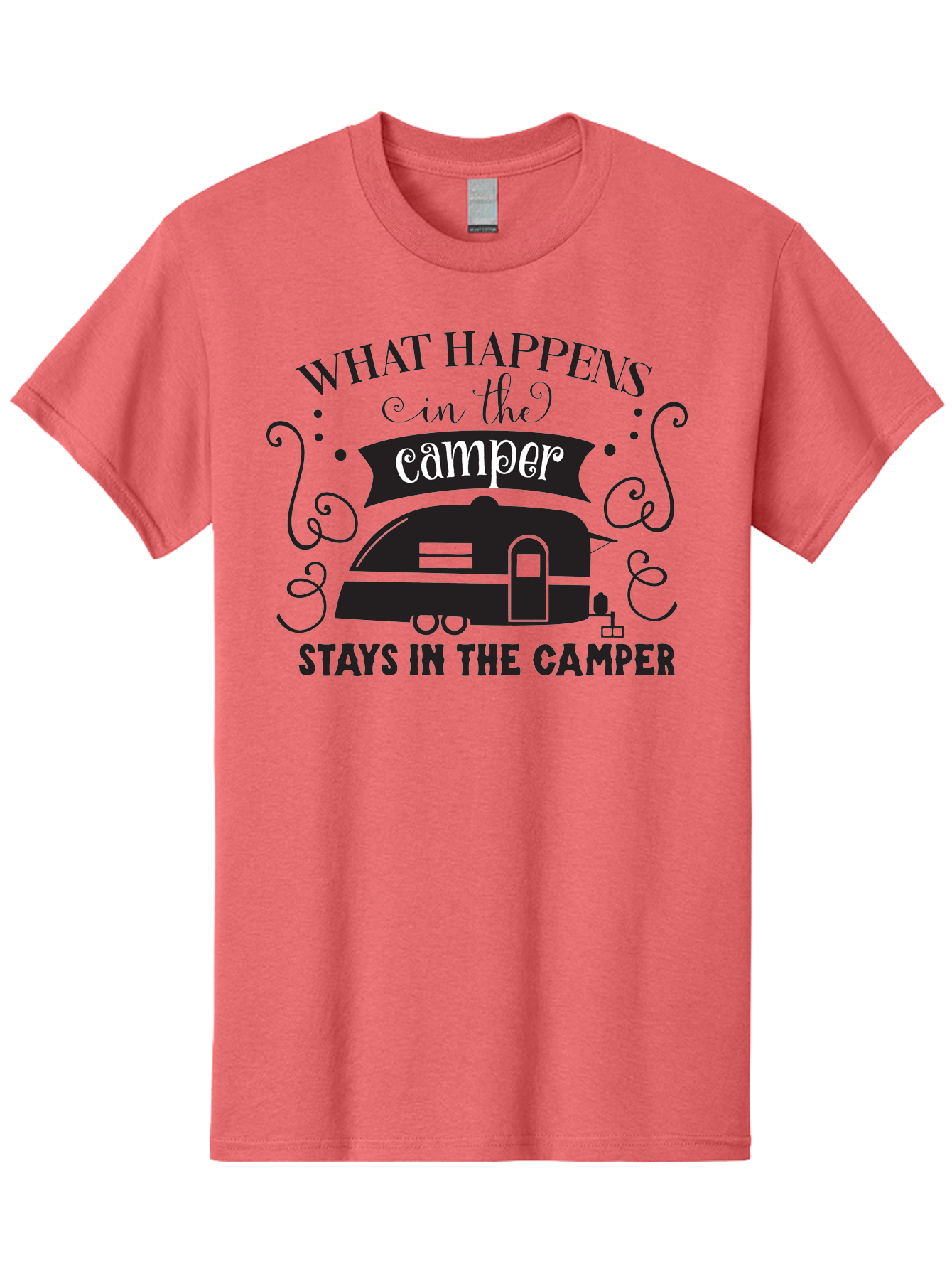 What-Happens-In-The-Camper Men'S Graphic Tee, 100% Cotton, Comfortable Casual Summer Wear, Machine Washable, Camper Trailer, Travel Trailer, Camping Humor, Funny Camping Quotes, Glamping, Outdoor Adventure, Camping Life, Rv Living, Aad299 13