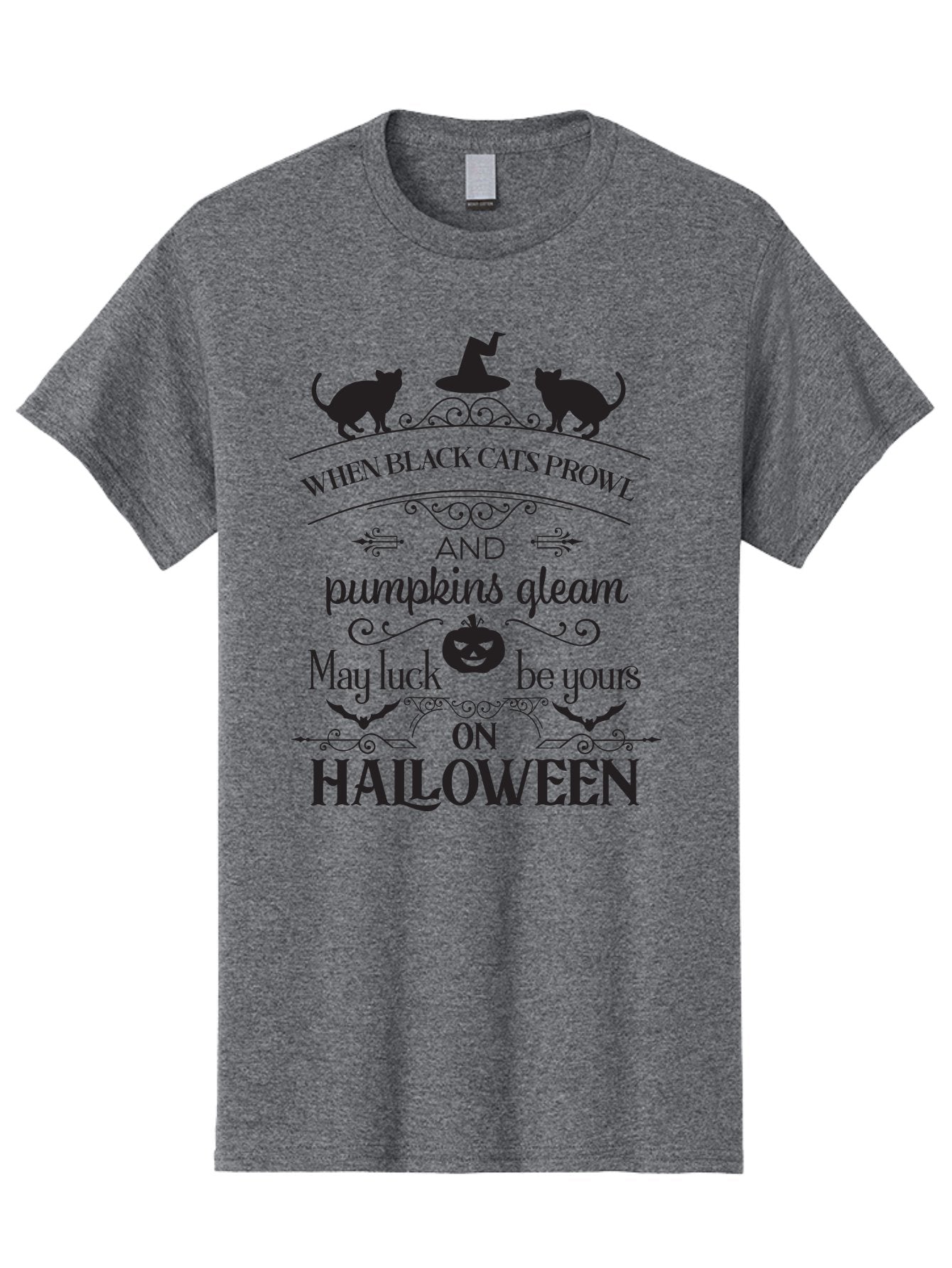 When-Black-Cats-Prowl Men'S Graphic Tee, 100% Cotton, Comfortable Casual Summer Wear, Machine Washable, Halloween Quote, Black Cats, Pumpkins, Halloween Luck, Spooky Season, Witch Hat, Autumn, Halloween Magic, Jack-O'-Lantern, Aad300 6