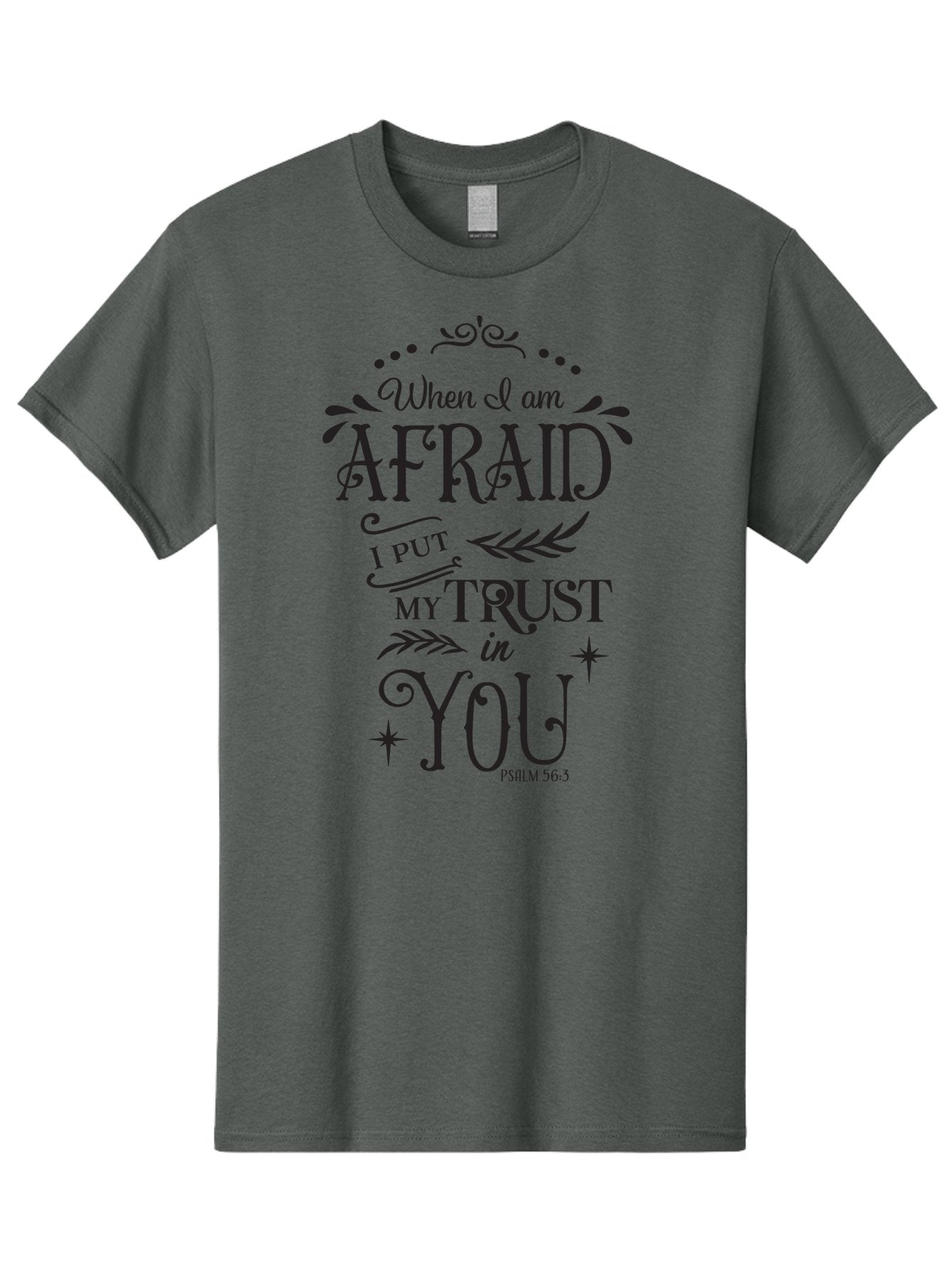 When-I-Am-Afraid Men'S Graphic Tee, 100% Cotton, Comfortable Casual Summer Wear, Machine Washable, Inspirational Quote, Trust In God, Psalm 56:3, Faith And Trust, Motivational Words, Spiritual Guidance, Bible Verse Art, Typographic Design Aad302 11
