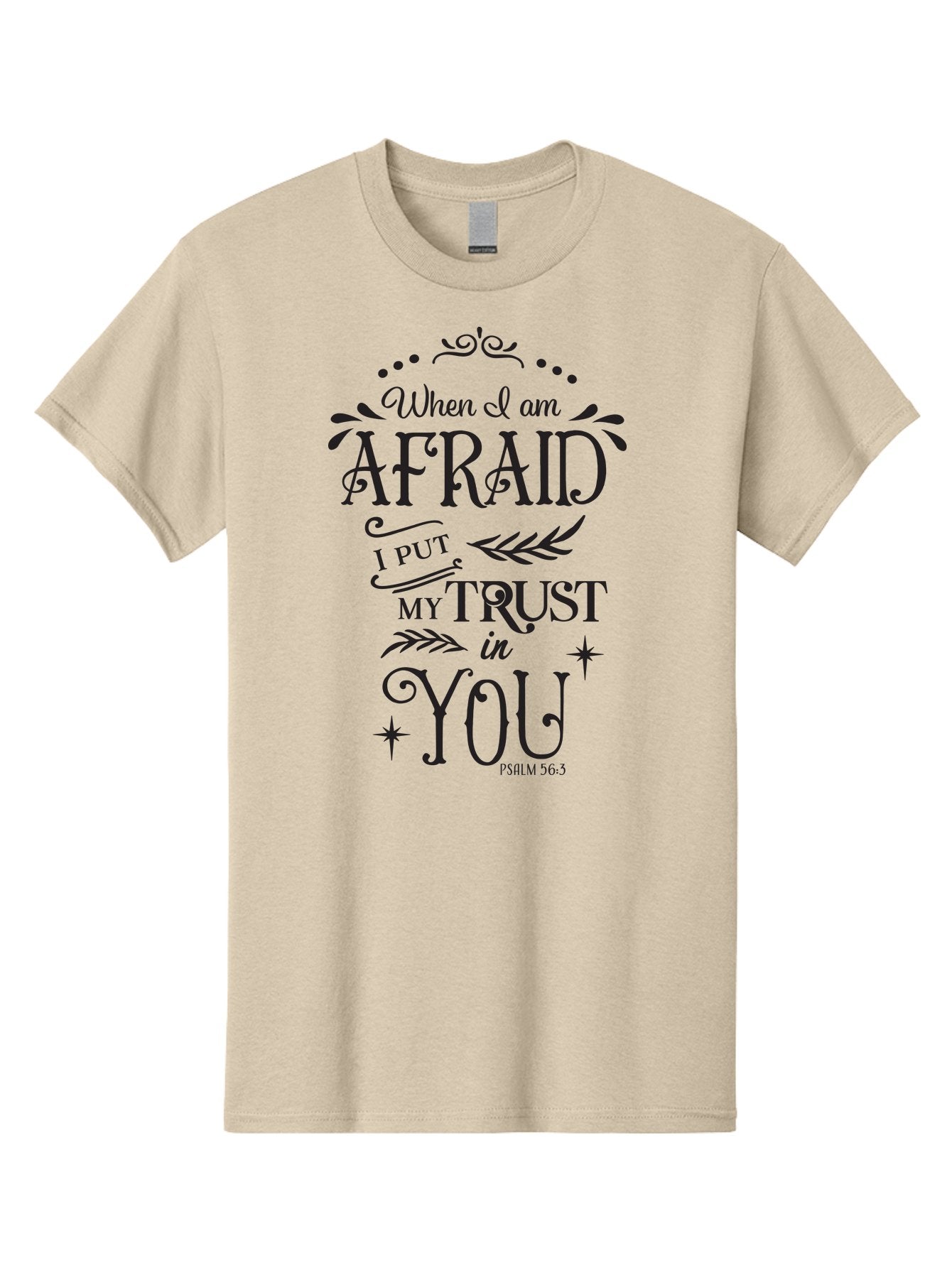 When-I-Am-Afraid Men'S Graphic Tee, 100% Cotton, Comfortable Casual Summer Wear, Machine Washable, Inspirational Quote, Trust In God, Psalm 56:3, Faith And Trust, Motivational Words, Spiritual Guidance, Bible Verse Art, Typographic Design Aad302 14