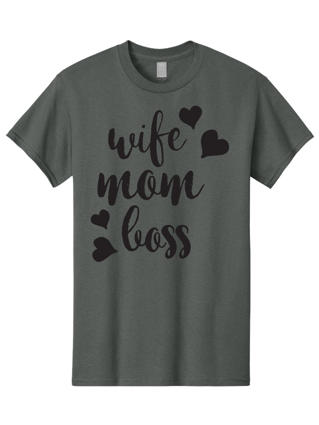Wife-Mom-Boss Men'S Graphic Tee, 100% Cotton, Comfortable Casual Summer Wear, Machine Washable, Wife Mom Boss, Inspirational Quotes, Motivational Sayings, Empowering Women, Girl Power, Black Lettering, Heart Graphics, Modern Calligraphy Aad312 9