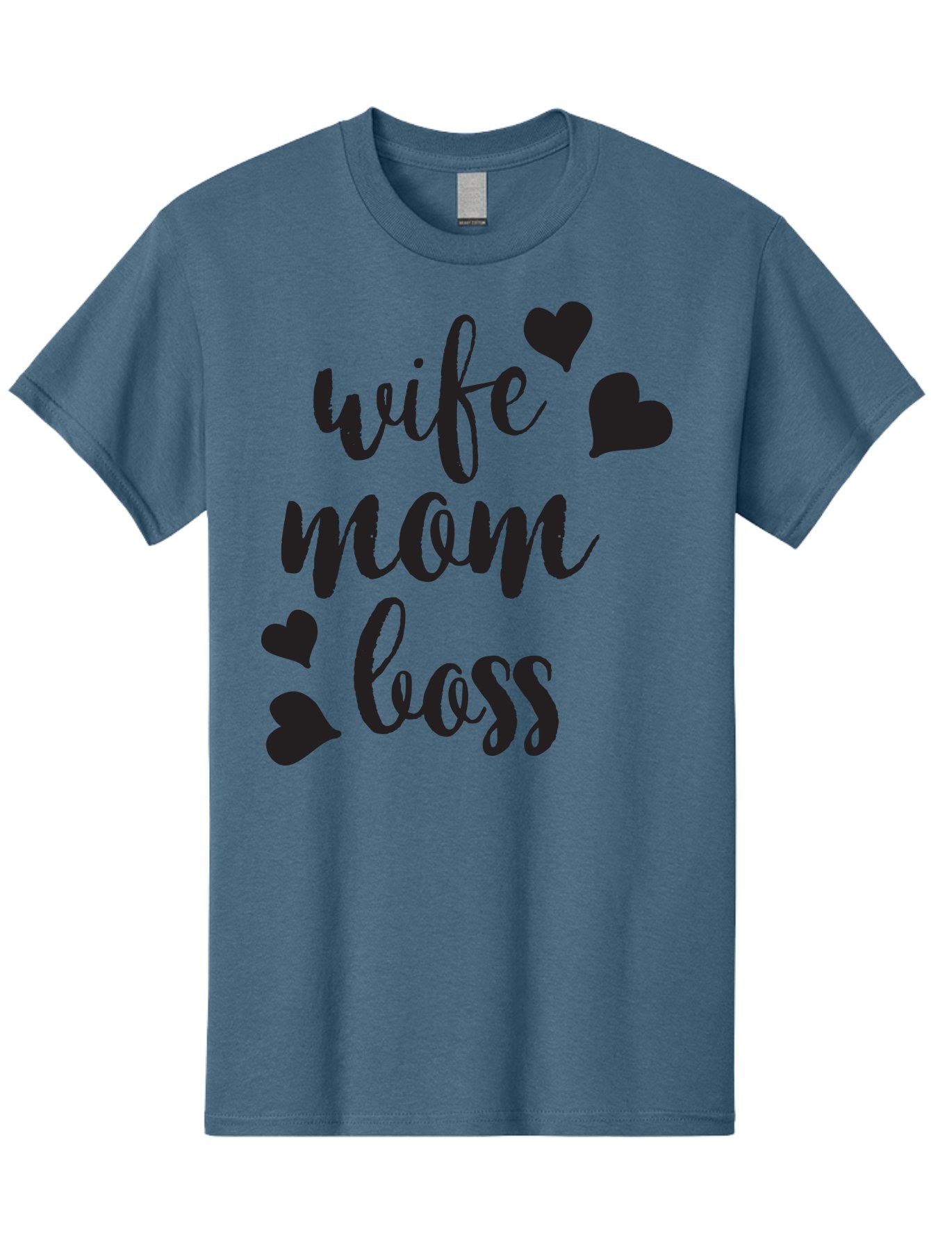 Wife-Mom-Boss Men'S Graphic Tee, 100% Cotton, Comfortable Casual Summer Wear, Machine Washable, Wife Mom Boss, Inspirational Quotes, Motivational Sayings, Empowering Women, Girl Power, Black Lettering, Heart Graphics, Modern Calligraphy Aad312 6