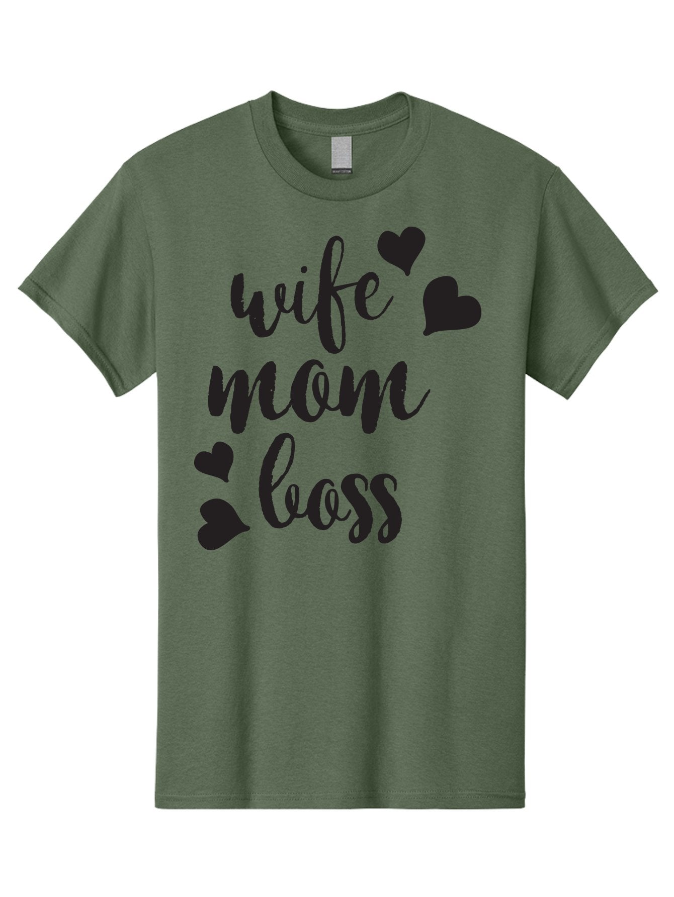 Wife-Mom-Boss Men'S Graphic Tee, 100% Cotton, Comfortable Casual Summer Wear, Machine Washable, Wife Mom Boss, Inspirational Quotes, Motivational Sayings, Empowering Women, Girl Power, Black Lettering, Heart Graphics, Modern Calligraphy Aad312 12