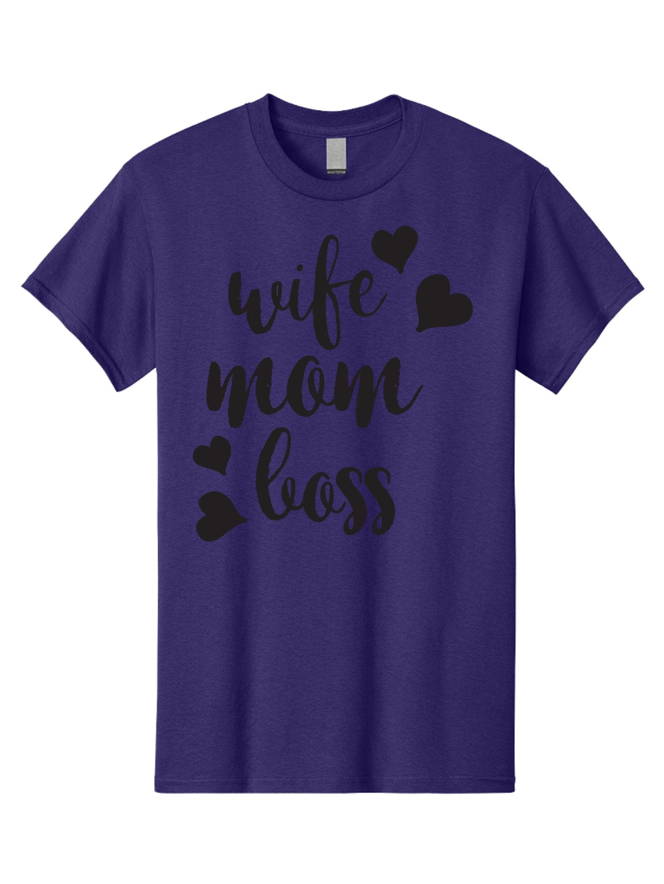 Wife-Mom-Boss Men'S Graphic Tee, 100% Cotton, Comfortable Casual Summer Wear, Machine Washable, Wife Mom Boss, Inspirational Quotes, Motivational Sayings, Empowering Women, Girl Power, Black Lettering, Heart Graphics, Modern Calligraphy Aad312 11
