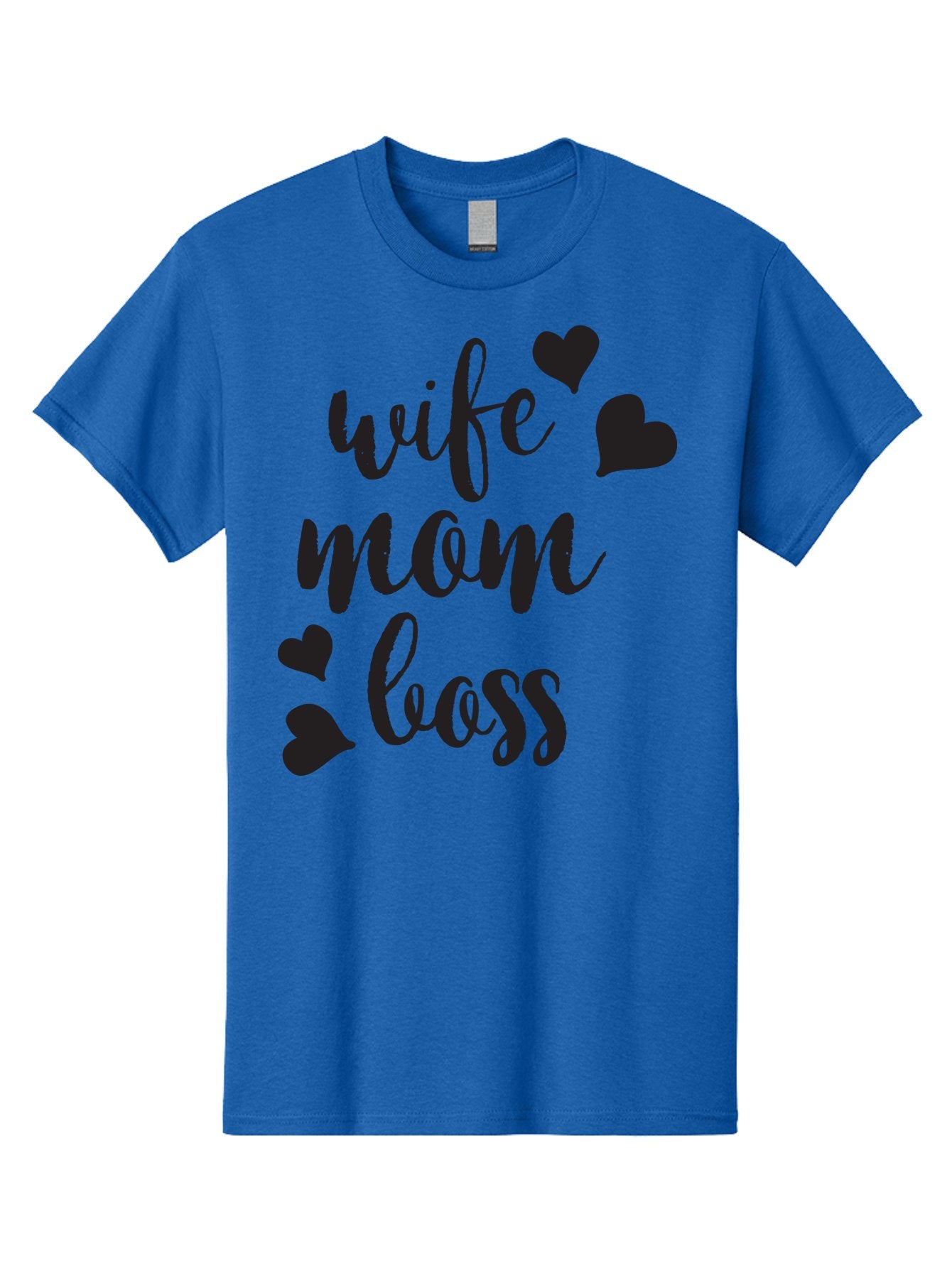 Wife-Mom-Boss Men'S Graphic Tee, 100% Cotton, Comfortable Casual Summer Wear, Machine Washable, Wife Mom Boss, Inspirational Quotes, Motivational Sayings, Empowering Women, Girl Power, Black Lettering, Heart Graphics, Modern Calligraphy Aad312