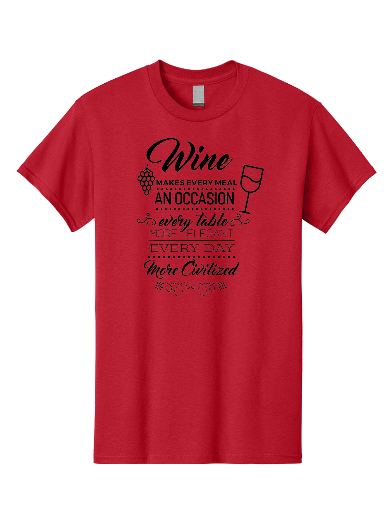 Wine-Makes-Every-Meal Men'S Graphic Tee, 100% Cotton, Comfortable Casual Summer Wear, Machine Washable, Wine Quote, Elegant Table Setting, Fine Dining, Wine And Grapes, Sophisticated Atmosphere, Luxury Lifestyle, Dinner Party, Wine Enthusiasts Aad314 29