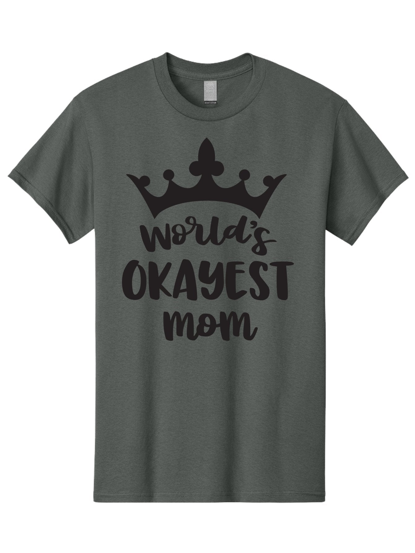 World-S-Okayest-Mom Men'S Graphic Tee, 100% Cotton, Comfortable Casual Summer Wear, Machine Washable, Funny Mom Quote, Okayest Mom, Mother'S Day Gift, Mom Humor, Crown Design, Playful Typography, Mom'S Day, Funny Crown Aad317 14