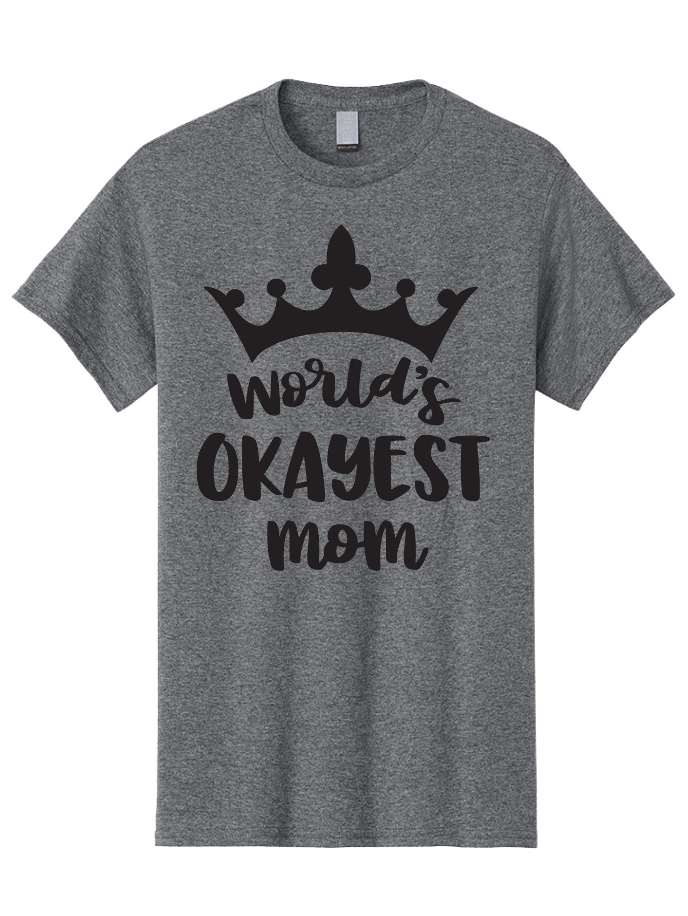 World-S-Okayest-Mom Men'S Graphic Tee, 100% Cotton, Comfortable Casual Summer Wear, Machine Washable, Funny Mom Quote, Okayest Mom, Mother'S Day Gift, Mom Humor, Crown Design, Playful Typography, Mom'S Day, Funny Crown Aad317 3