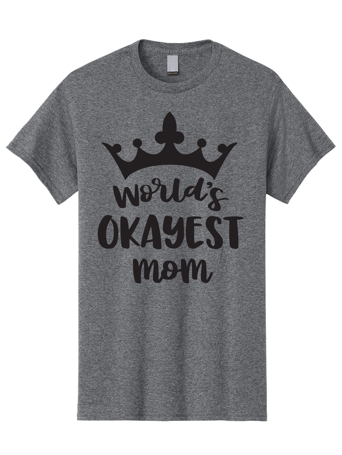 World-S-Okayest-Mom Men'S Graphic Tee, 100% Cotton, Comfortable Casual Summer Wear, Machine Washable, Funny Mom Quote, Okayest Mom, Mother'S Day Gift, Mom Humor, Crown Design, Playful Typography, Mom'S Day, Funny Crown Aad317 17