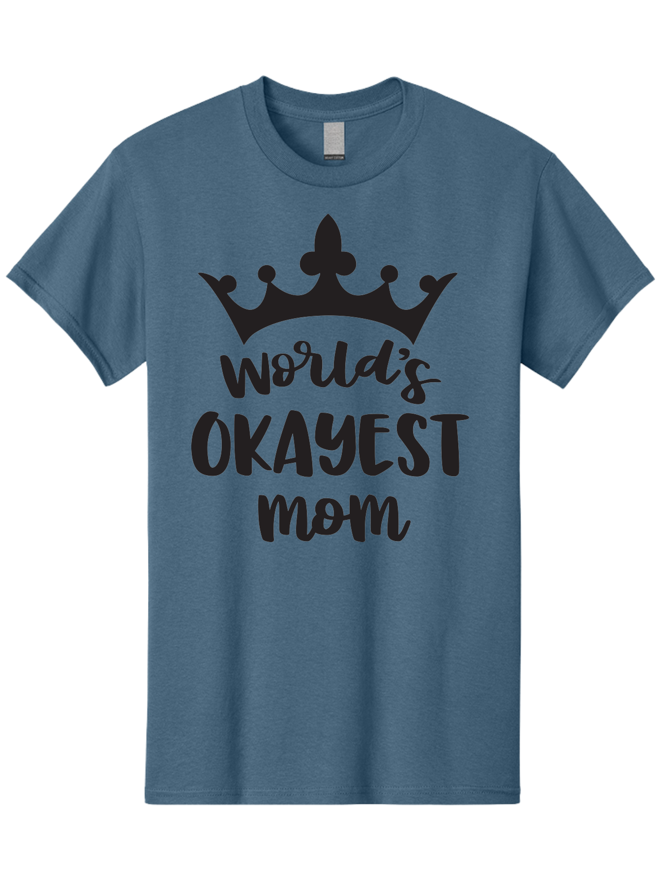 World-S-Okayest-Mom Men'S Graphic Tee, 100% Cotton, Comfortable Casual Summer Wear, Machine Washable, Funny Mom Quote, Okayest Mom, Mother'S Day Gift, Mom Humor, Crown Design, Playful Typography, Mom'S Day, Funny Crown Aad317