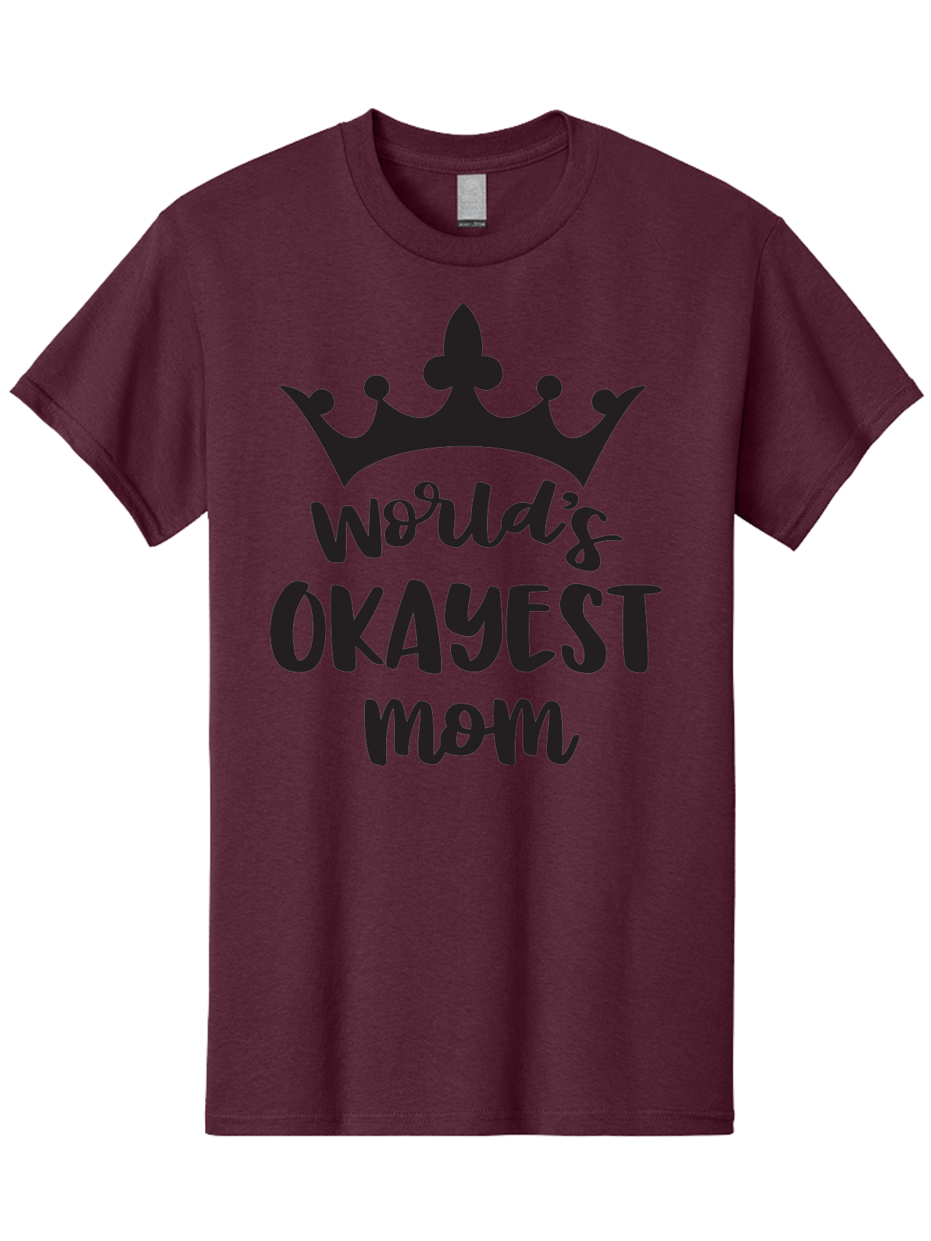 World-S-Okayest-Mom Men'S Graphic Tee, 100% Cotton, Comfortable Casual Summer Wear, Machine Washable, Funny Mom Quote, Okayest Mom, Mother'S Day Gift, Mom Humor, Crown Design, Playful Typography, Mom'S Day, Funny Crown Aad317 7