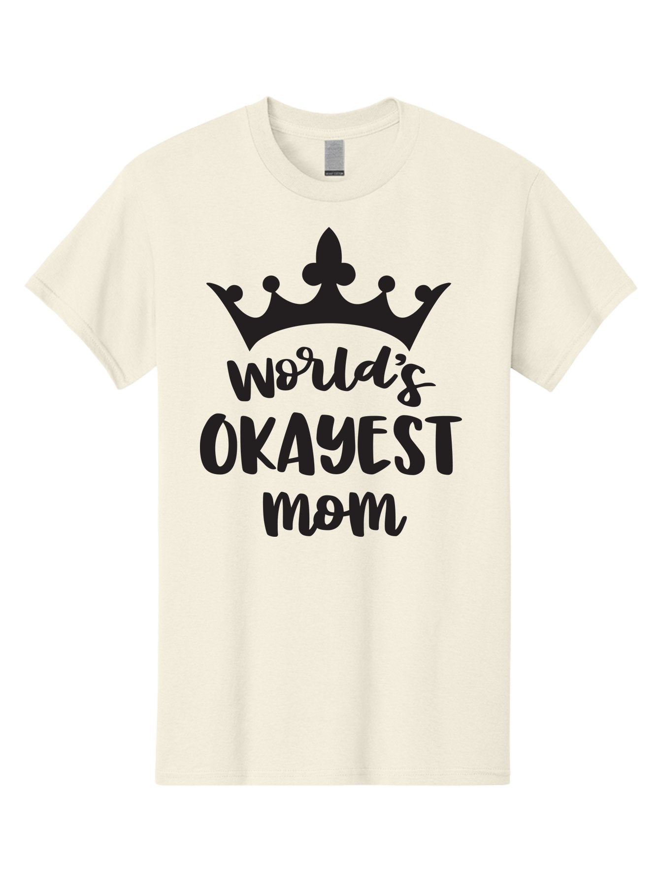 World-S-Okayest-Mom Men'S Graphic Tee, 100% Cotton, Comfortable Casual Summer Wear, Machine Washable, Funny Mom Quote, Okayest Mom, Mother'S Day Gift, Mom Humor, Crown Design, Playful Typography, Mom'S Day, Funny Crown Aad317 12