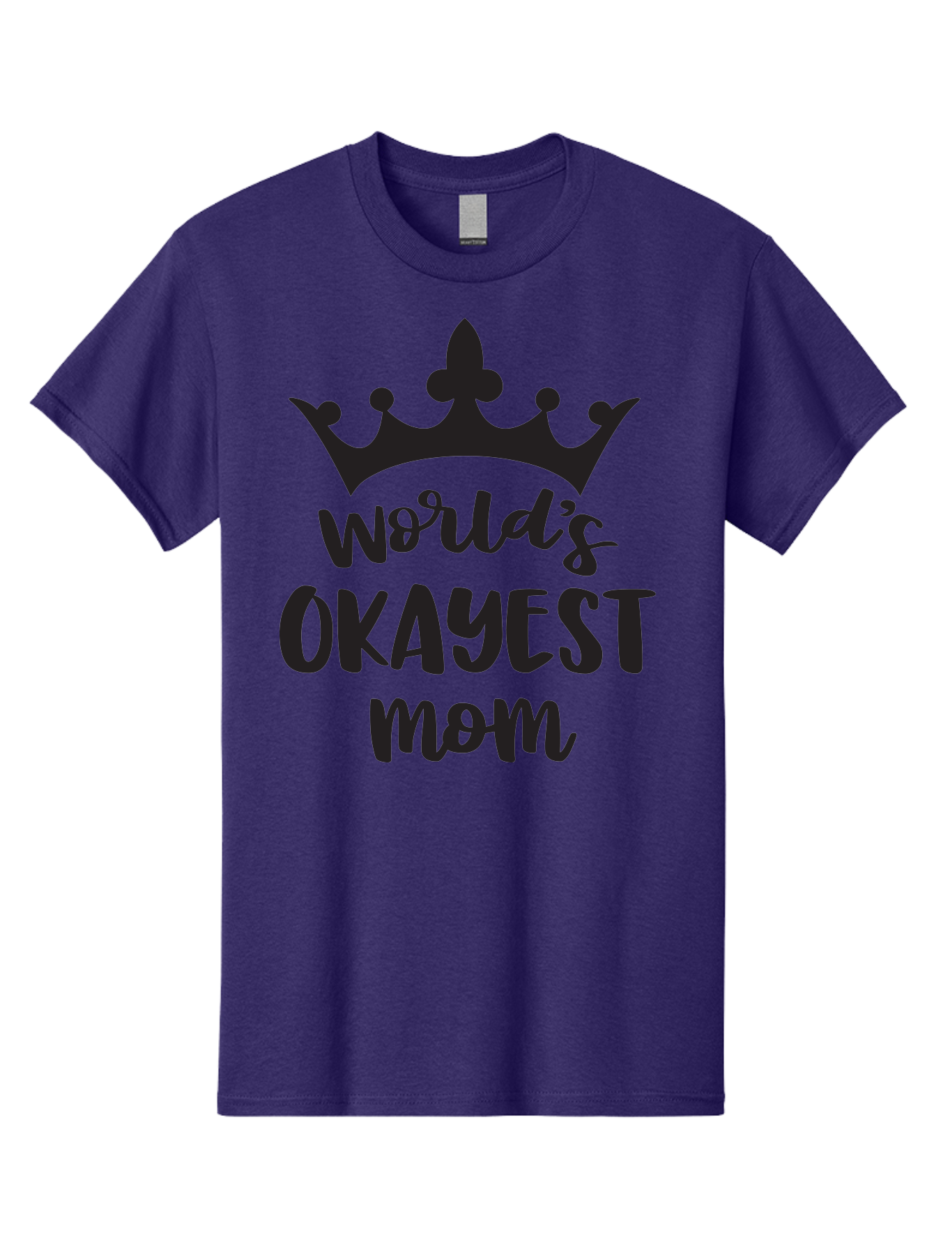 World-S-Okayest-Mom Men'S Graphic Tee, 100% Cotton, Comfortable Casual Summer Wear, Machine Washable, Funny Mom Quote, Okayest Mom, Mother'S Day Gift, Mom Humor, Crown Design, Playful Typography, Mom'S Day, Funny Crown Aad317 25