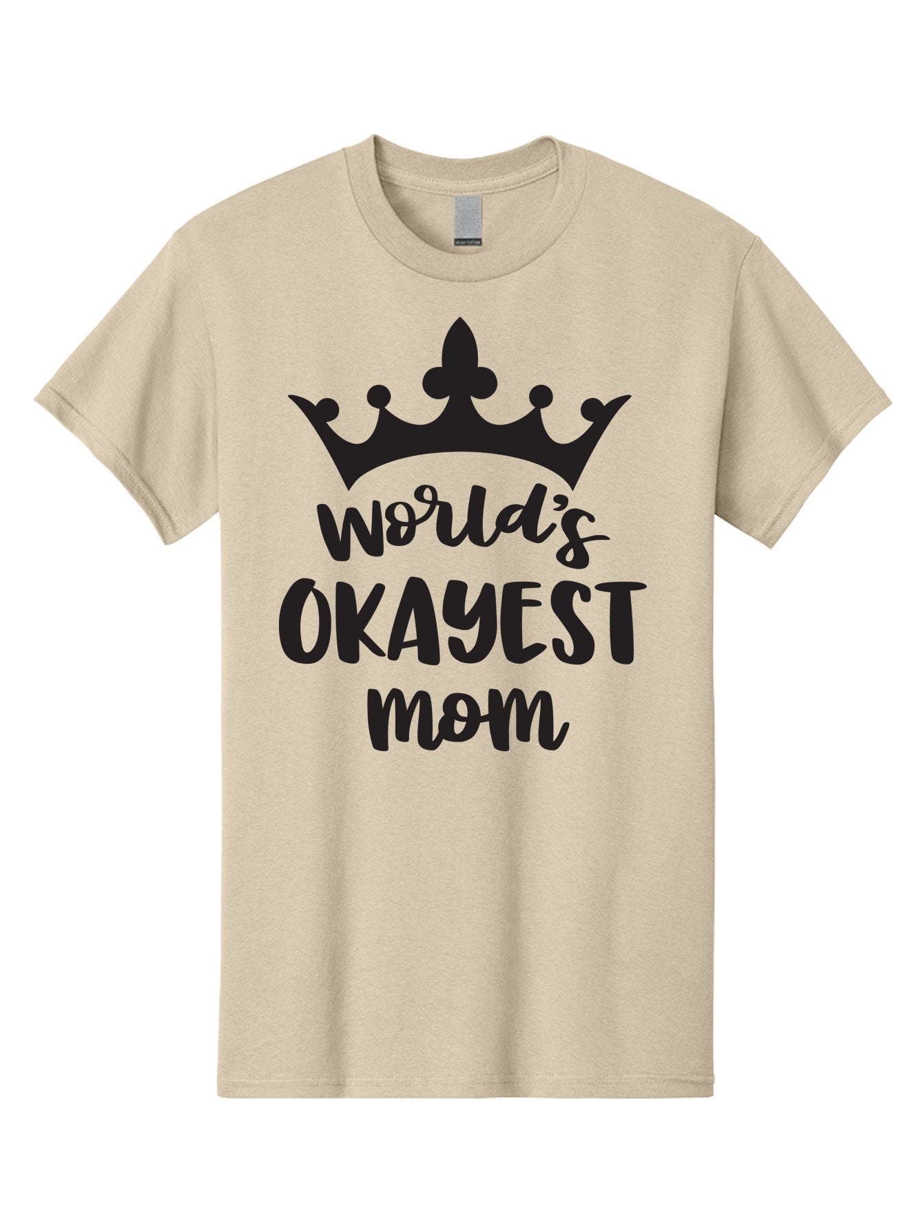 World-S-Okayest-Mom Men'S Graphic Tee, 100% Cotton, Comfortable Casual Summer Wear, Machine Washable, Funny Mom Quote, Okayest Mom, Mother'S Day Gift, Mom Humor, Crown Design, Playful Typography, Mom'S Day, Funny Crown Aad317 6