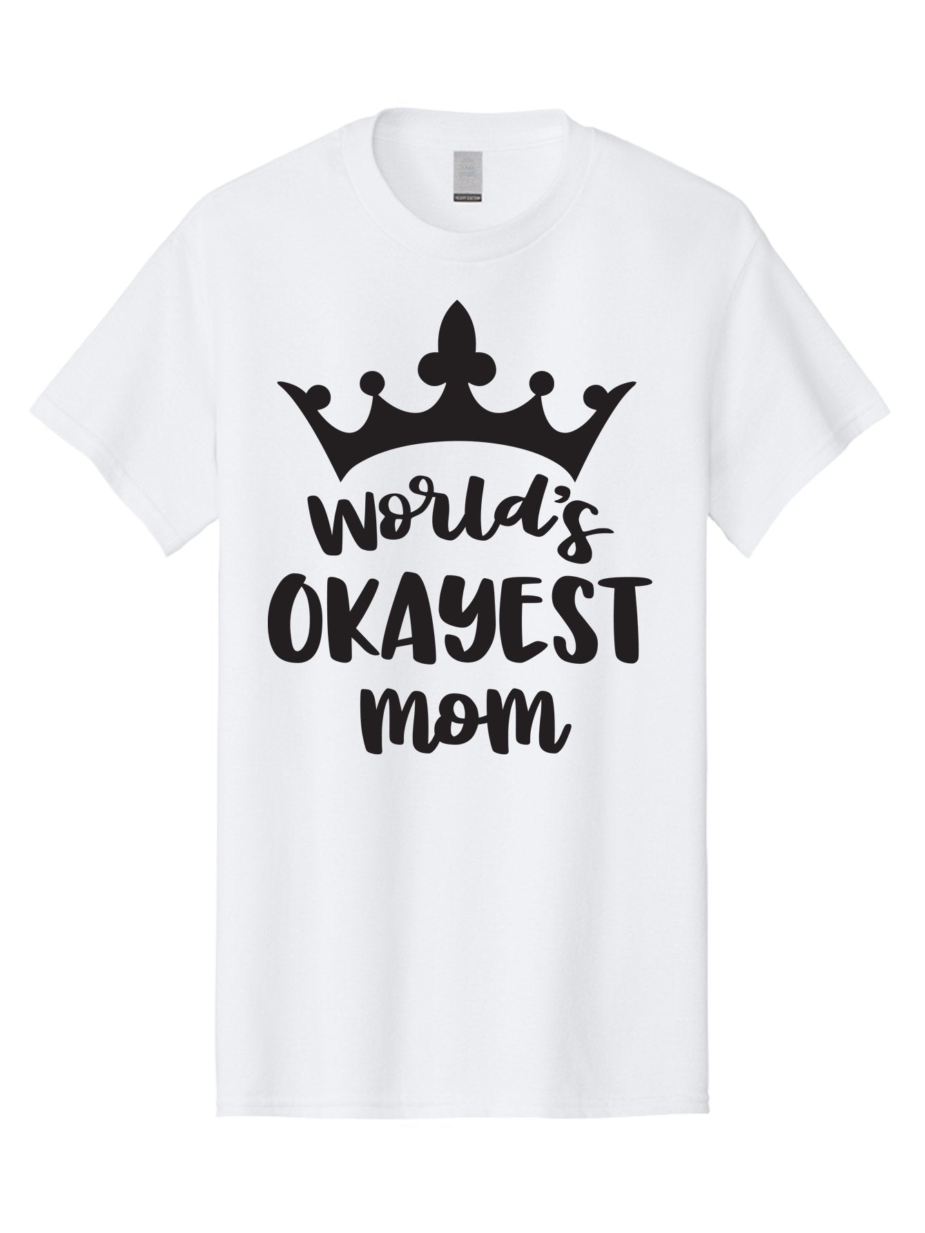 World-S-Okayest-Mom Men'S Graphic Tee, 100% Cotton, Comfortable Casual Summer Wear, Machine Washable, Funny Mom Quote, Okayest Mom, Mother'S Day Gift, Mom Humor, Crown Design, Playful Typography, Mom'S Day, Funny Crown Aad317