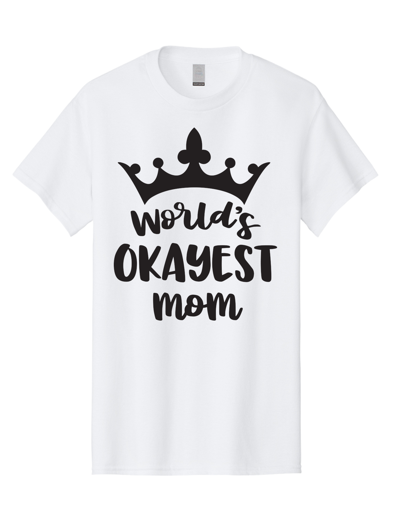 World-S-Okayest-Mom Men'S Graphic Tee, 100% Cotton, Comfortable Casual Summer Wear, Machine Washable, Funny Mom Quote, Okayest Mom, Mother'S Day Gift, Mom Humor, Crown Design, Playful Typography, Mom'S Day, Funny Crown Aad317 19